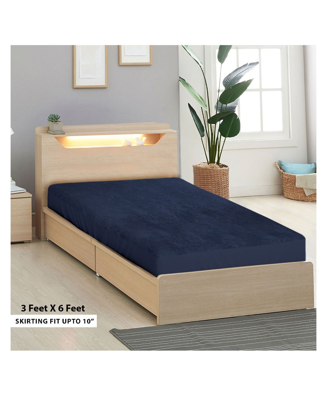 Sassoon Elastic Strap Single Size Waterproof Mattress Cover - Blue-picture-21