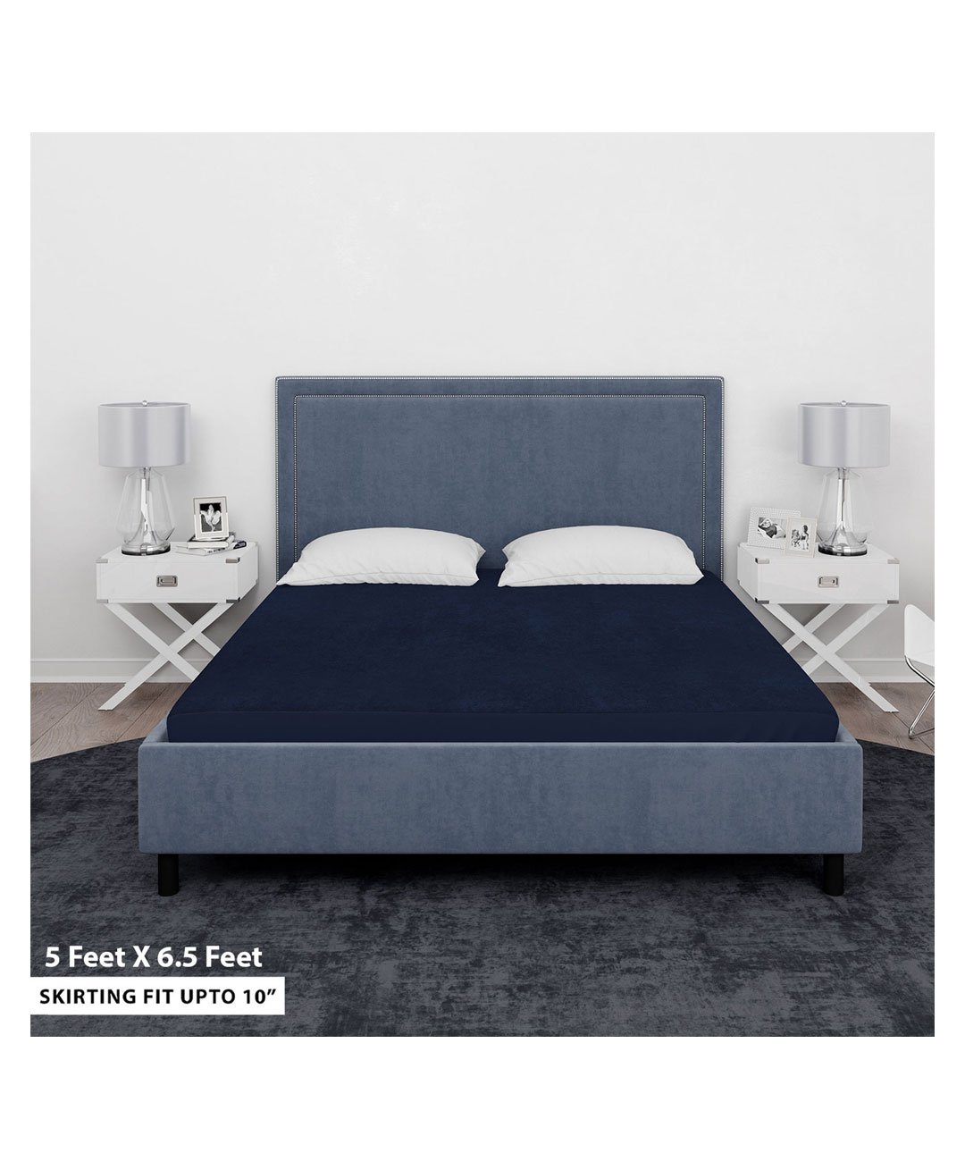 Sassoon Elastic Strap Double Size Waterproof Mattress Cover - Blue-image-23