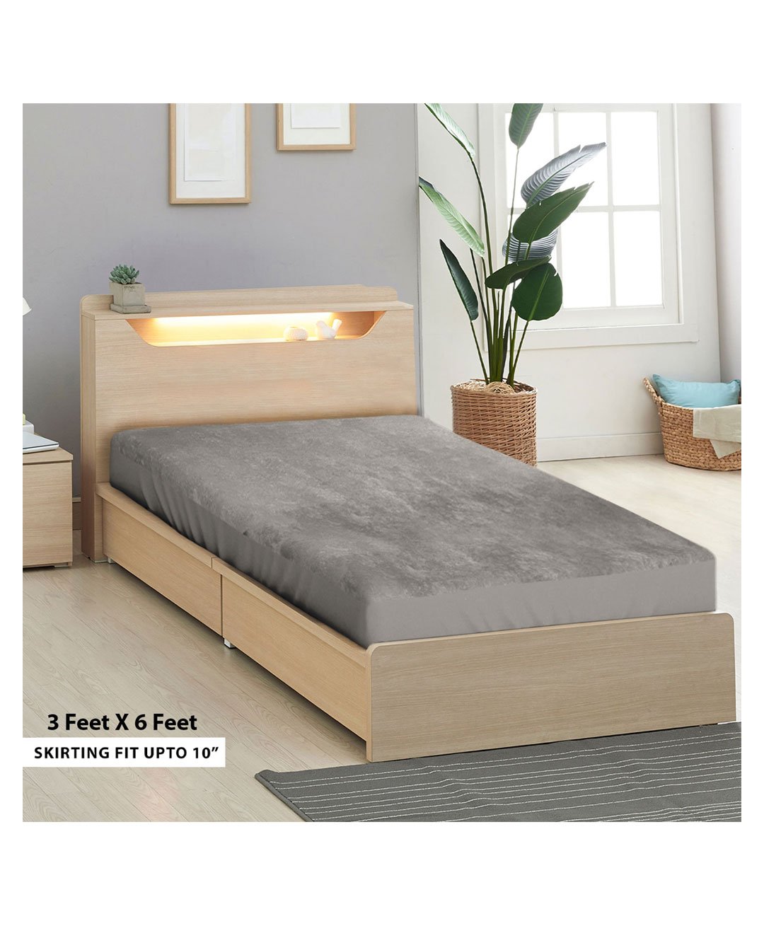 Sassoon Elastic Strap Single Size Waterproof Mattress Cover - Grey-image-26