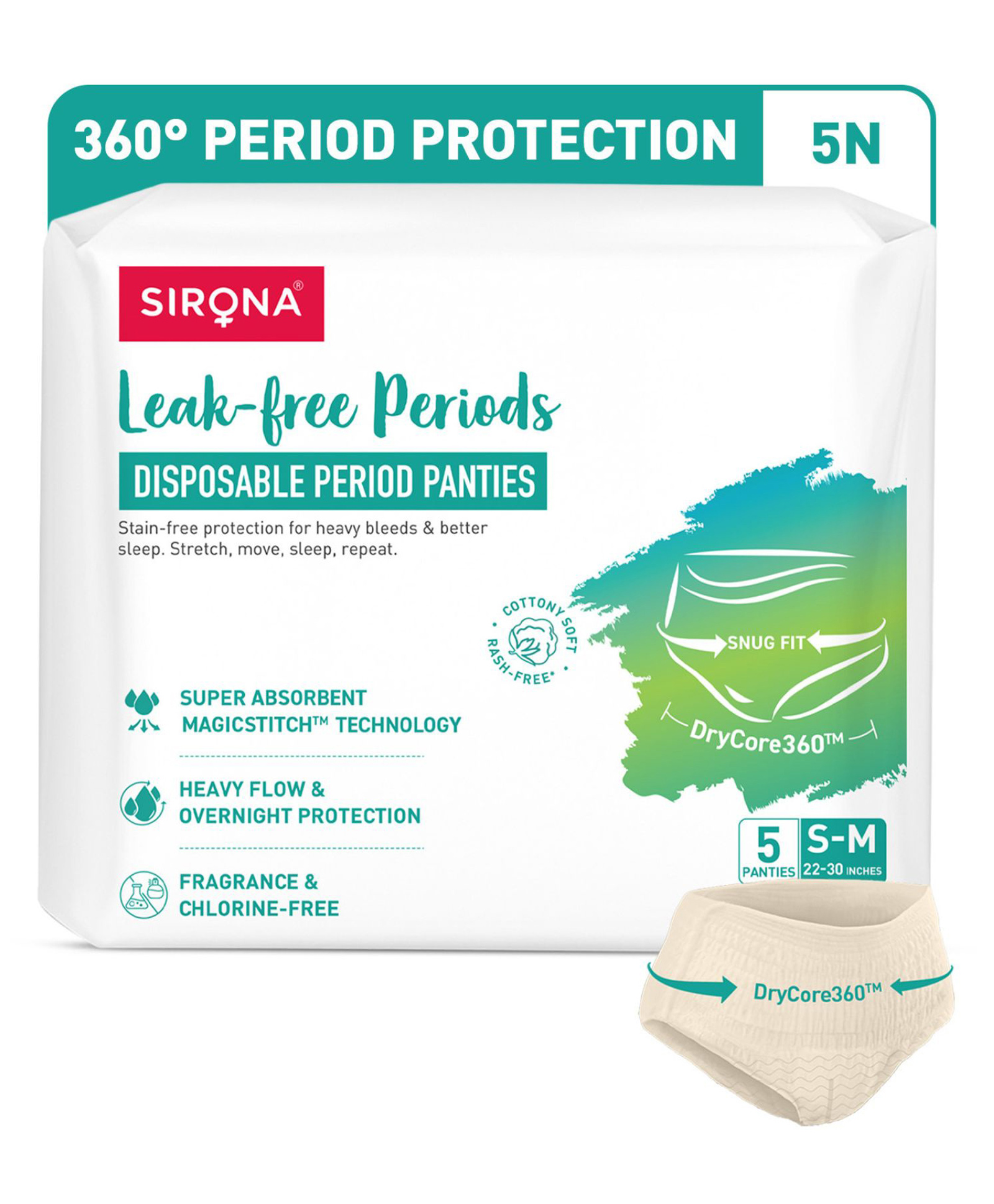 Sirona Disposable Period Panty for Women (L-XL), 360 Protection - 5 Panties-picture-27