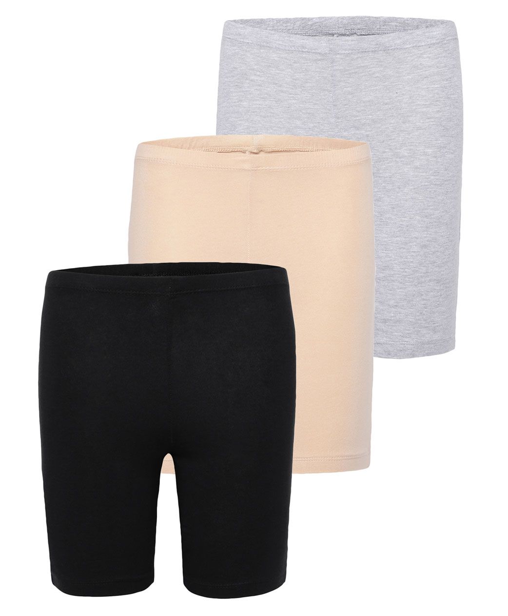 Charm n Cherish Pack Of 3 Solid Cycling Shorts - Grey Black & Beige-picture-17
