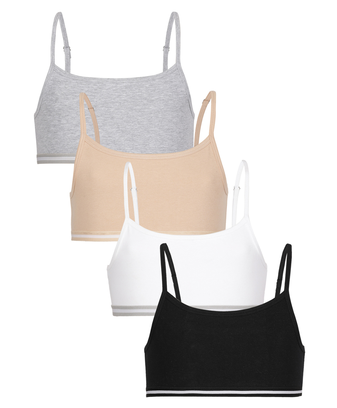 Charm n Cherish Pack Of 2 Solid Beginners Bra - Grey Beige White & Black-image-33