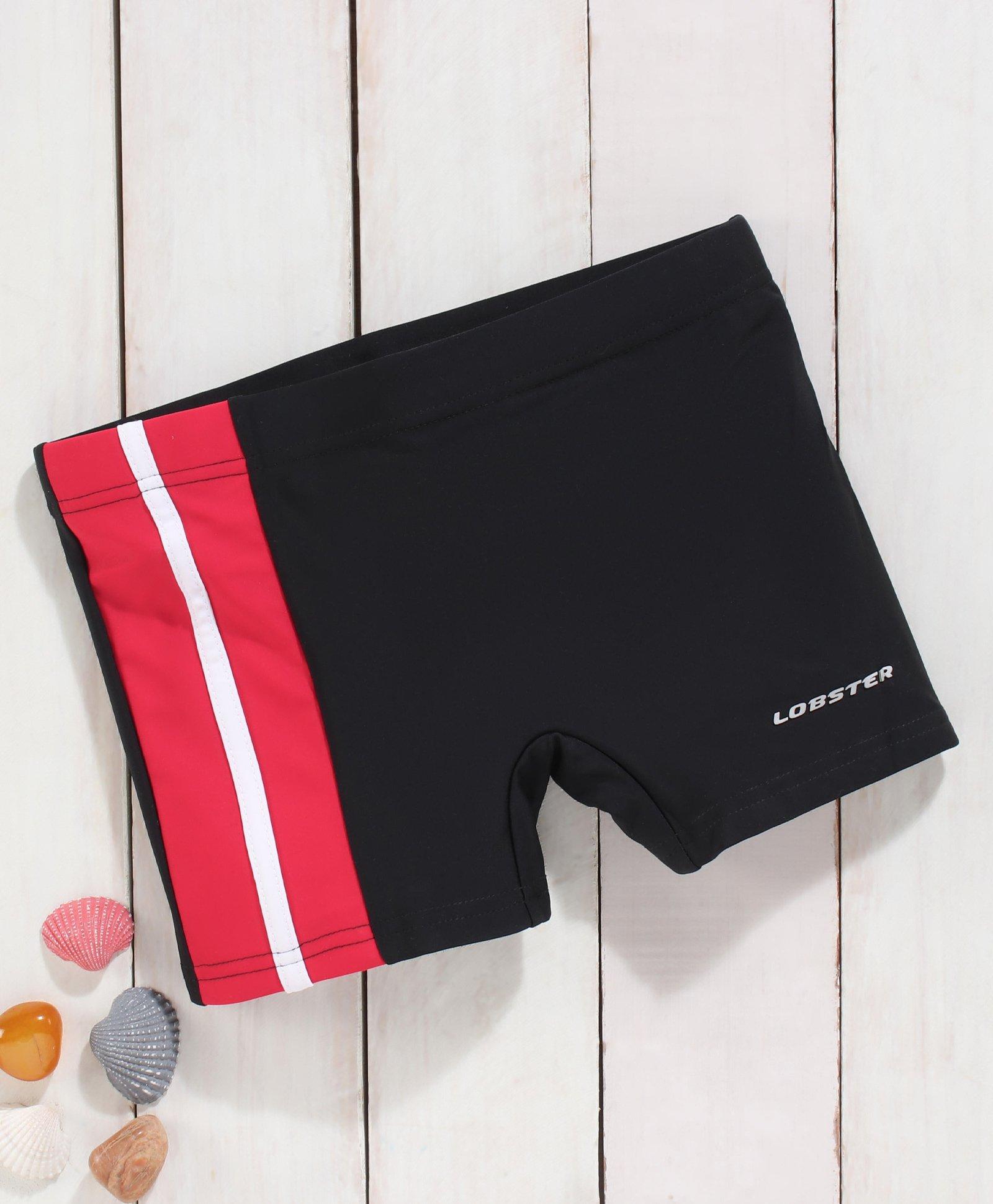 Lobster 80% Polyamide 20% Spandex Swimming Trunk Placement Print- Black-image-45