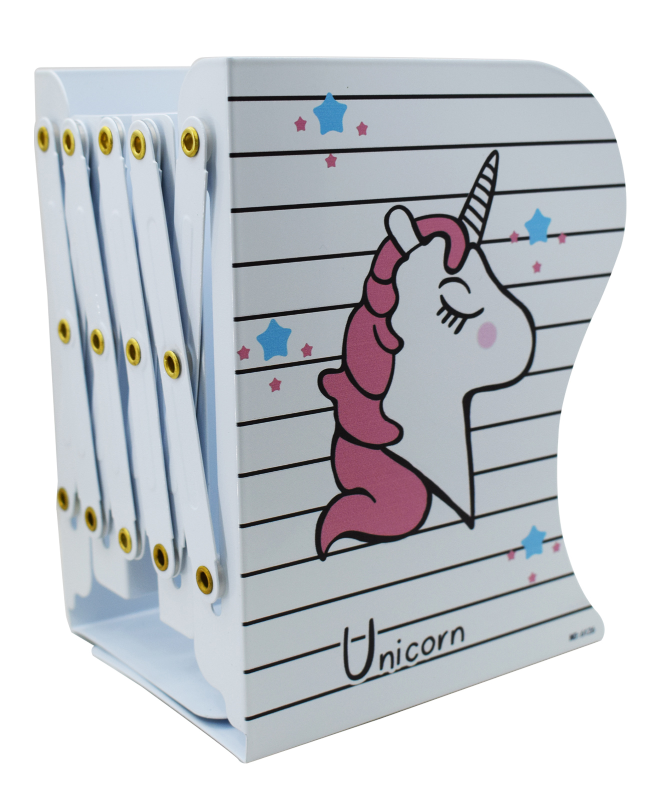 Asera Metal Bookends Unicorn Book Stand Shelf Organiser- White-picture-10