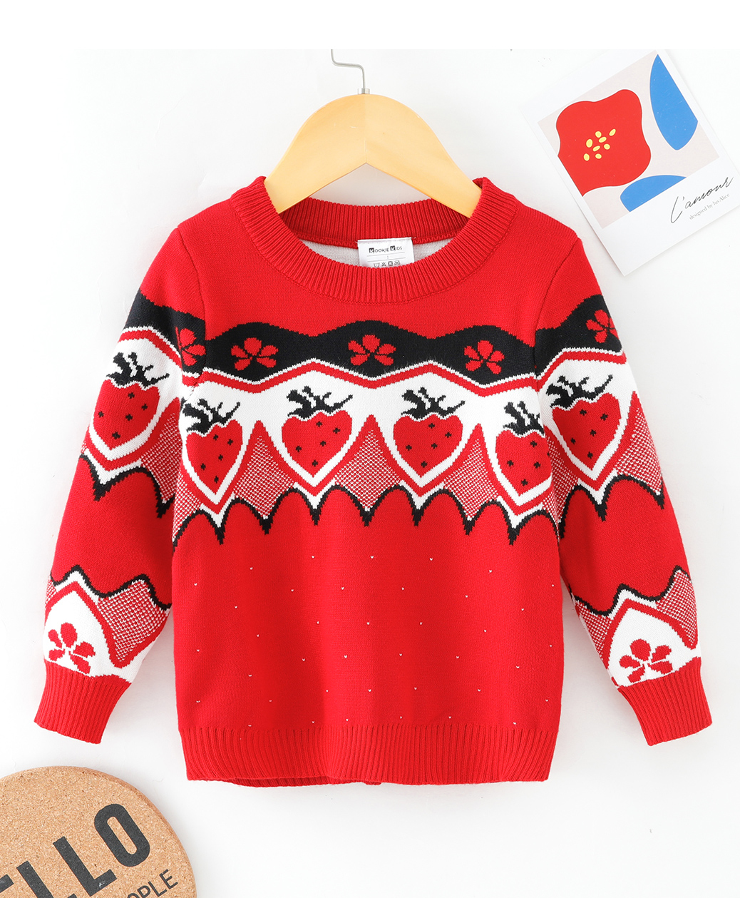 Kookie Kids Full Sleeves Pullover Strawberry Design - Red-image-15