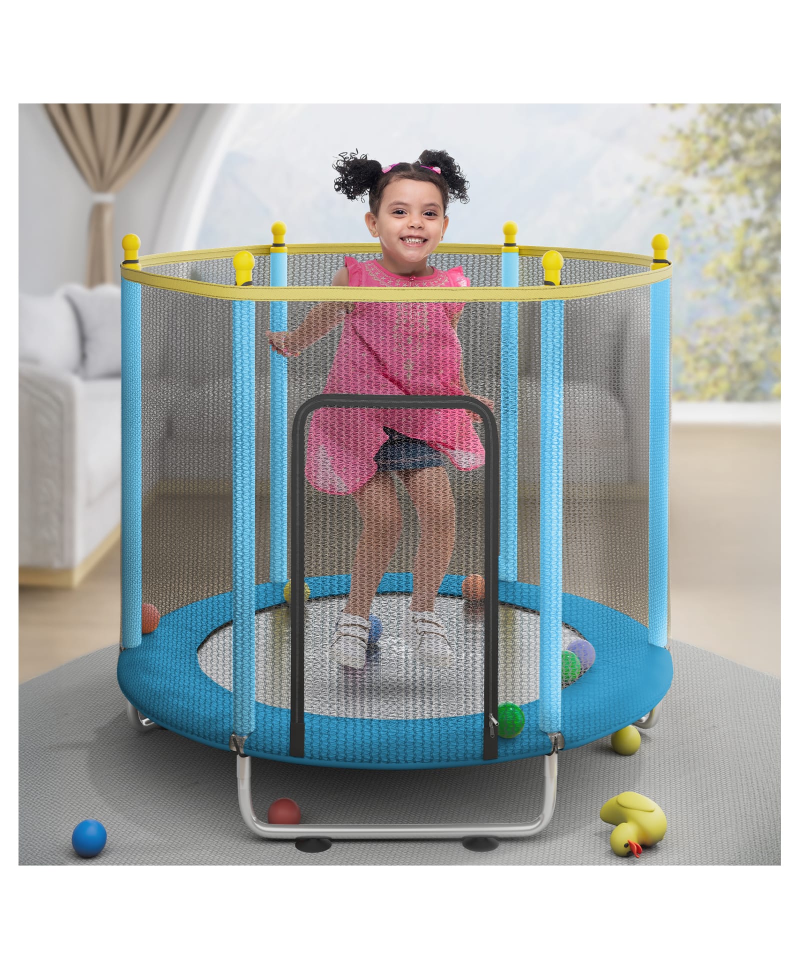 StarAndDAisy Trampoline with Safety Enclosure Net - Blue-picture-11