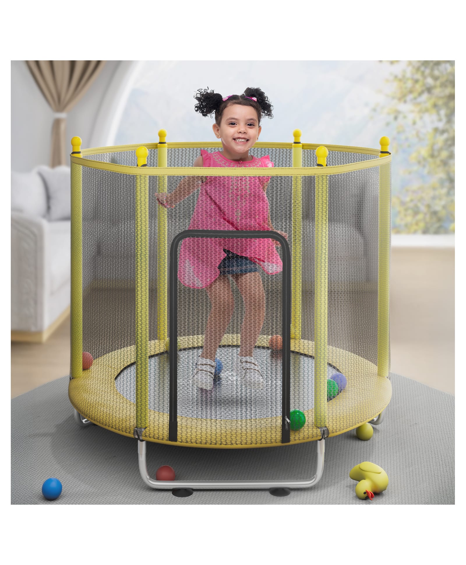 StarAndDAisy Trampoline with Safety Enclosure Net - Yellow-picture-13