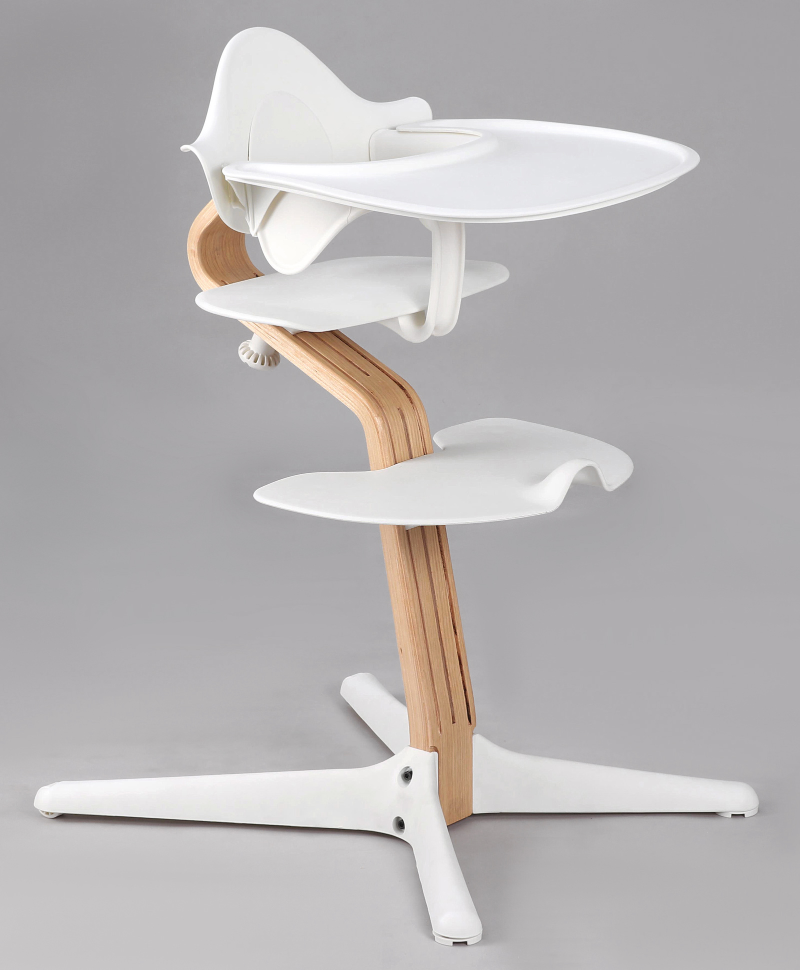 fab n funky Multifunctional Scandinavian Design with a Strong Wooden Stem Baby Chair - White-picture-23
