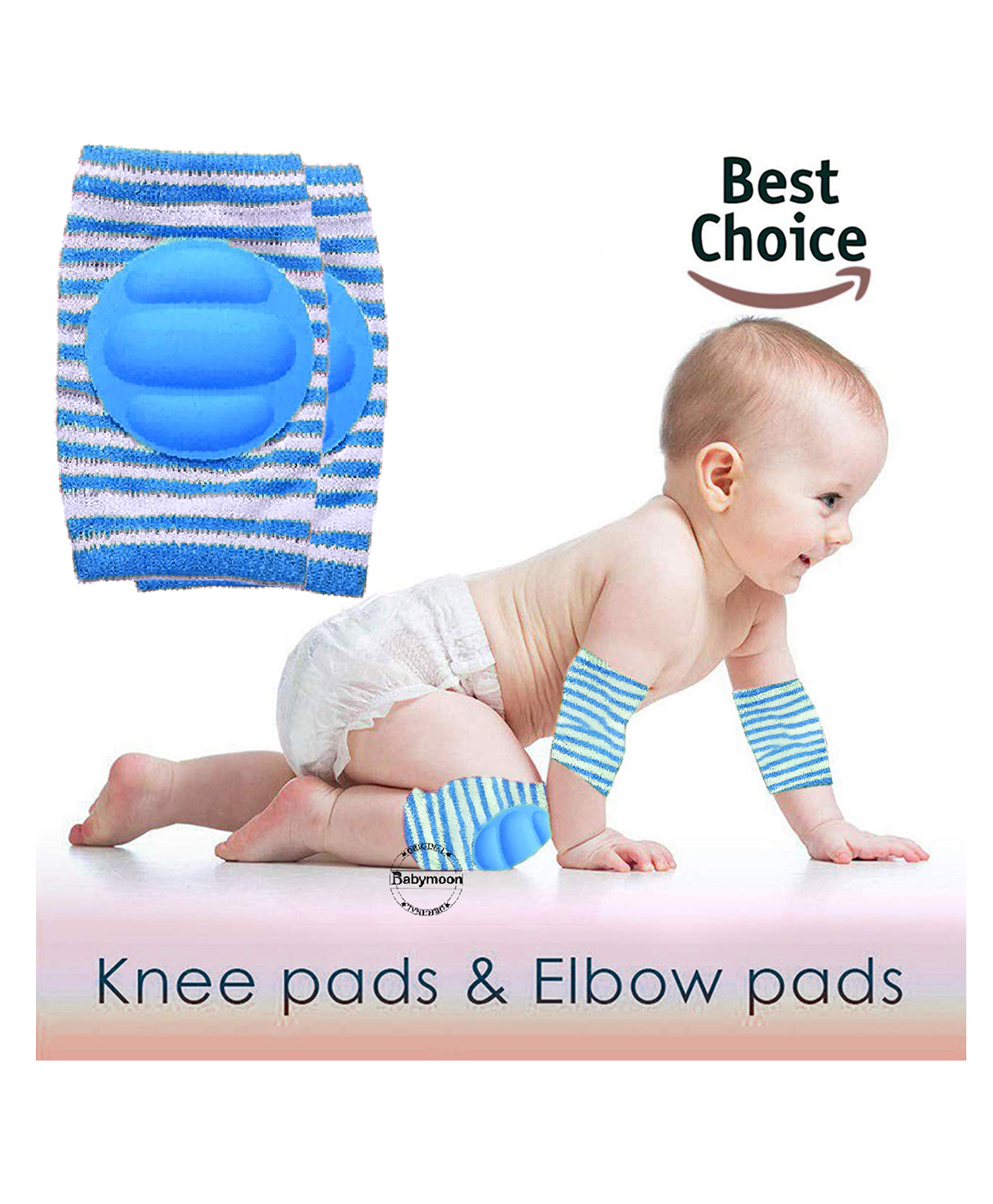 Babymoon Padded Kids Knee Elbow Protection Pads - Blue-image-44
