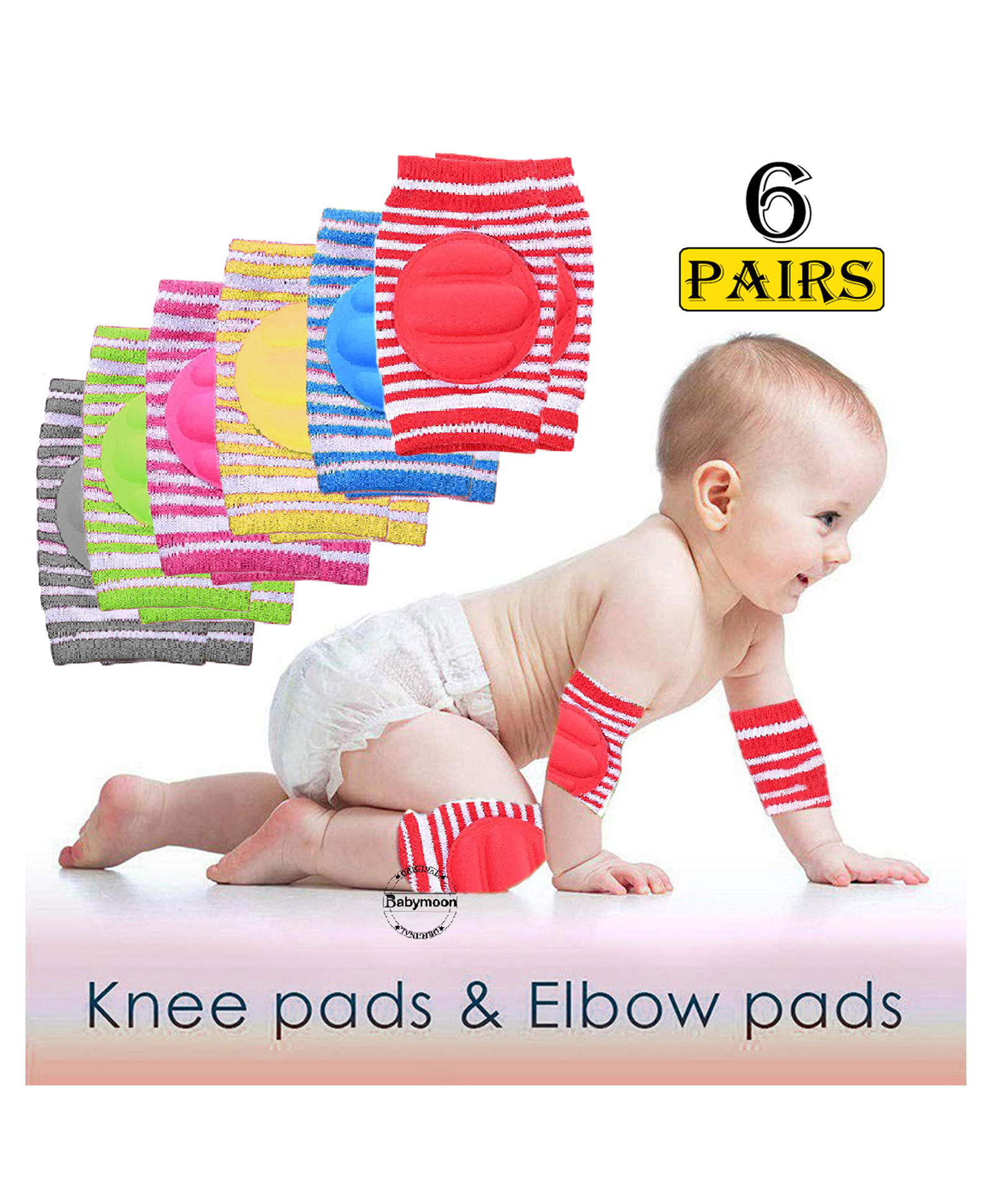 Babymoon Padded Kids Knee Elbow Protection Pads -  Set of 6-image-46