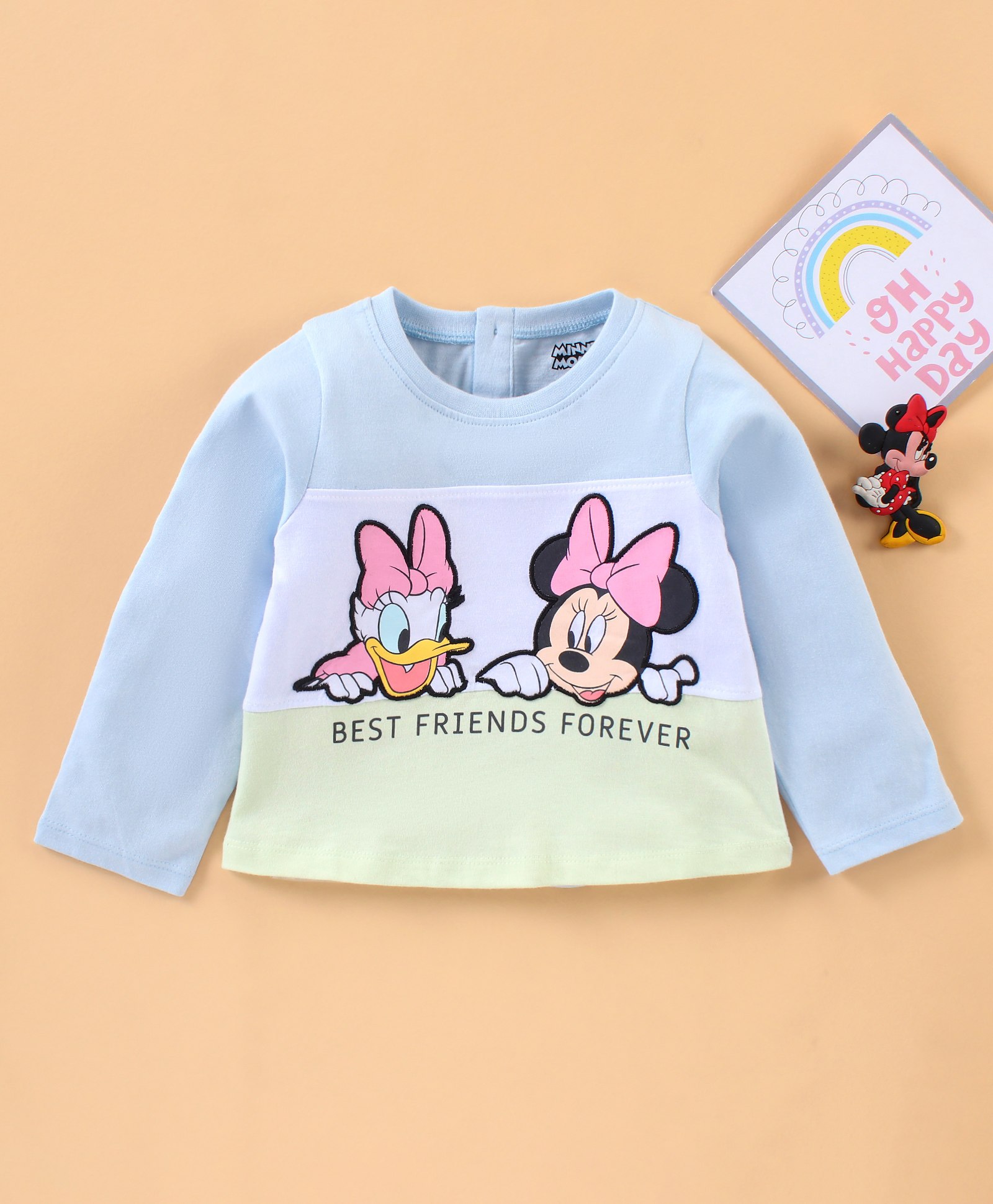 Babyhug Full Sleeves T-Shirt Minnie Mouse And Donald Duck Print - Light Blue Green-image-32
