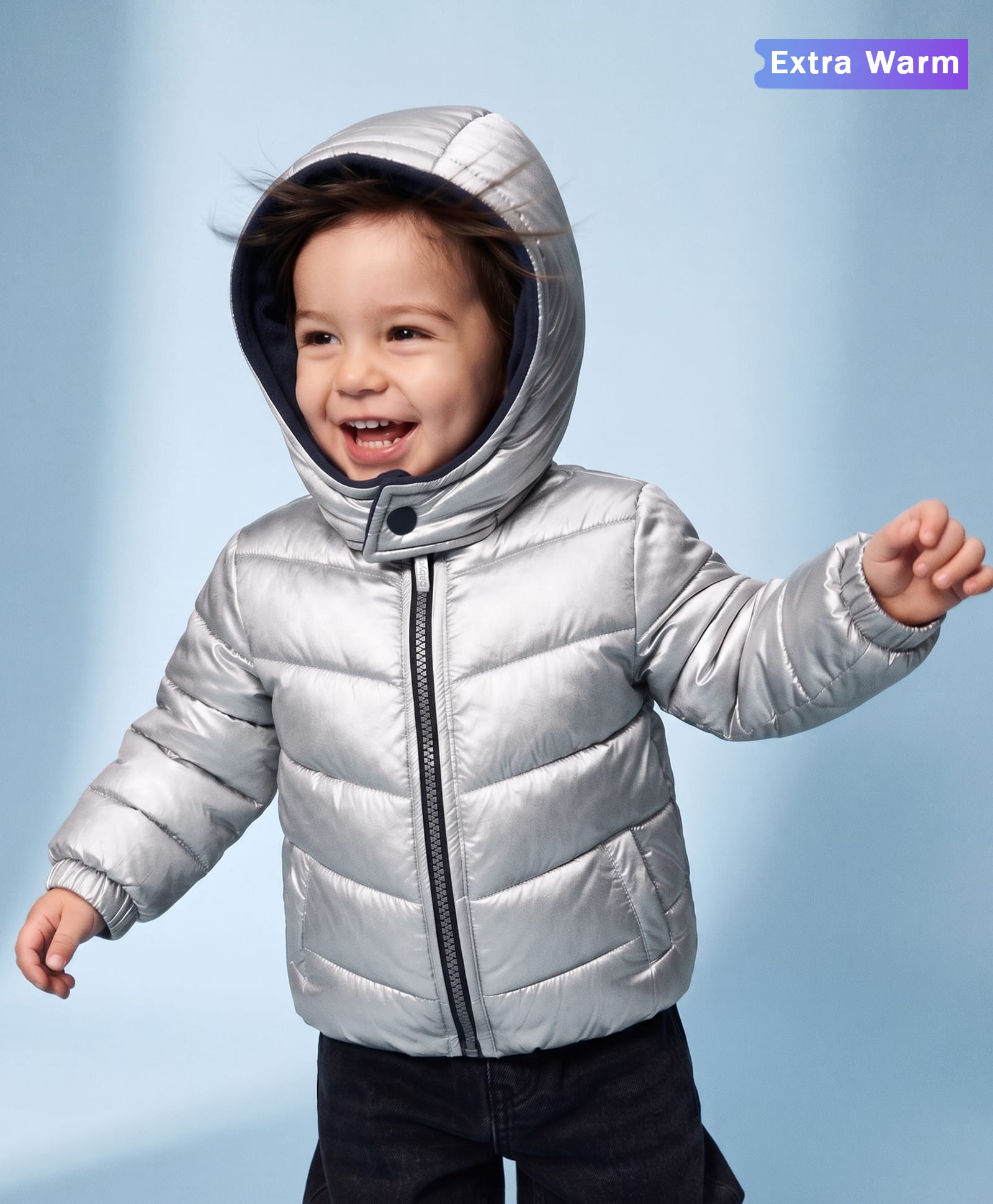 Babyoye Full Sleeves Hooded Solid Color Jacket - Grey-image-35