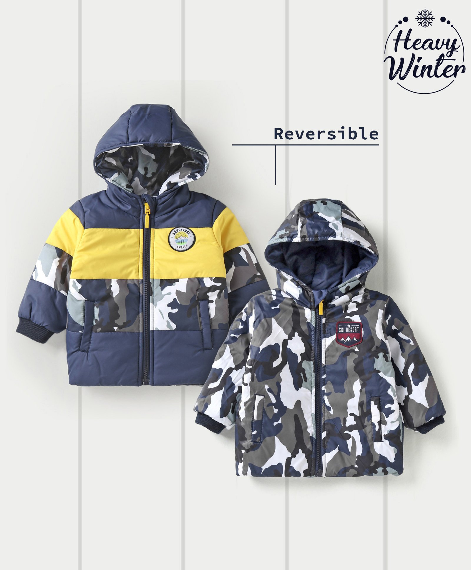 Babyoye Full Sleeves Reversible Polyester Jacket Camo & Color Block Print- Navy Blue-picture-15