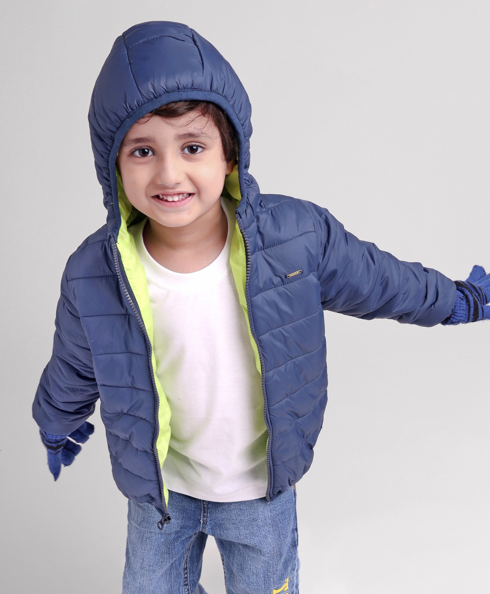 Babyoye Full Sleeves Padded Feather Lite Light Weight Warm Jacket With Hood Solid Colour - Blue-image-34