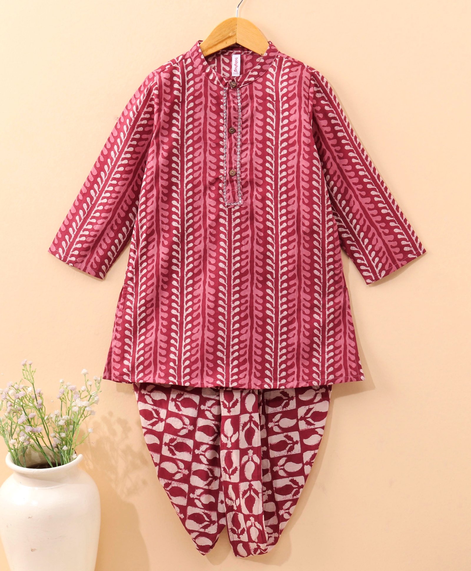Babyhug Full Sleeve Cotton Printed Kurta Dhoti Set - Purple-image-15
