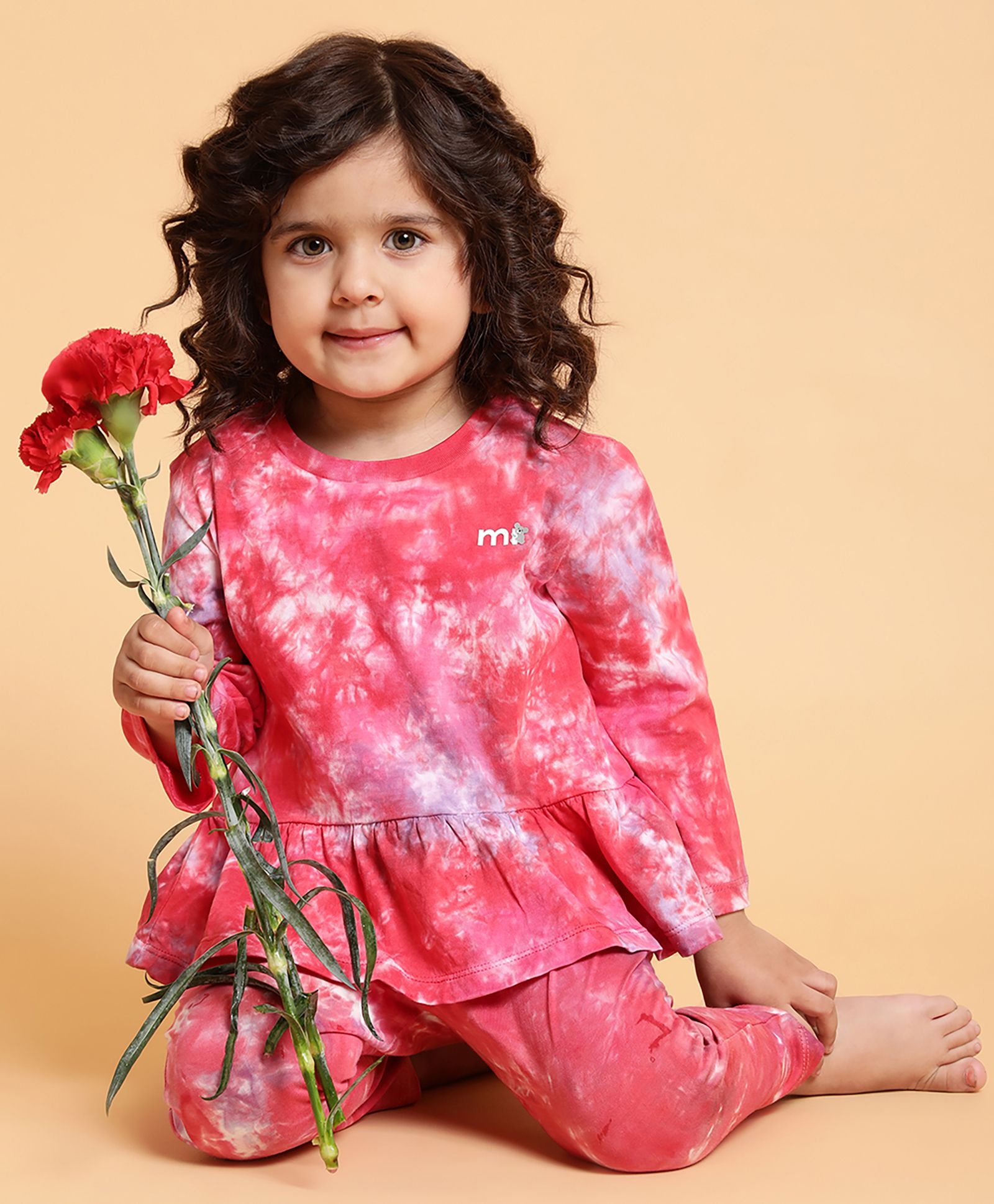 Mi Arcus Full Sleeves Tie & Dyed Peplum Top - Pink-image-14
