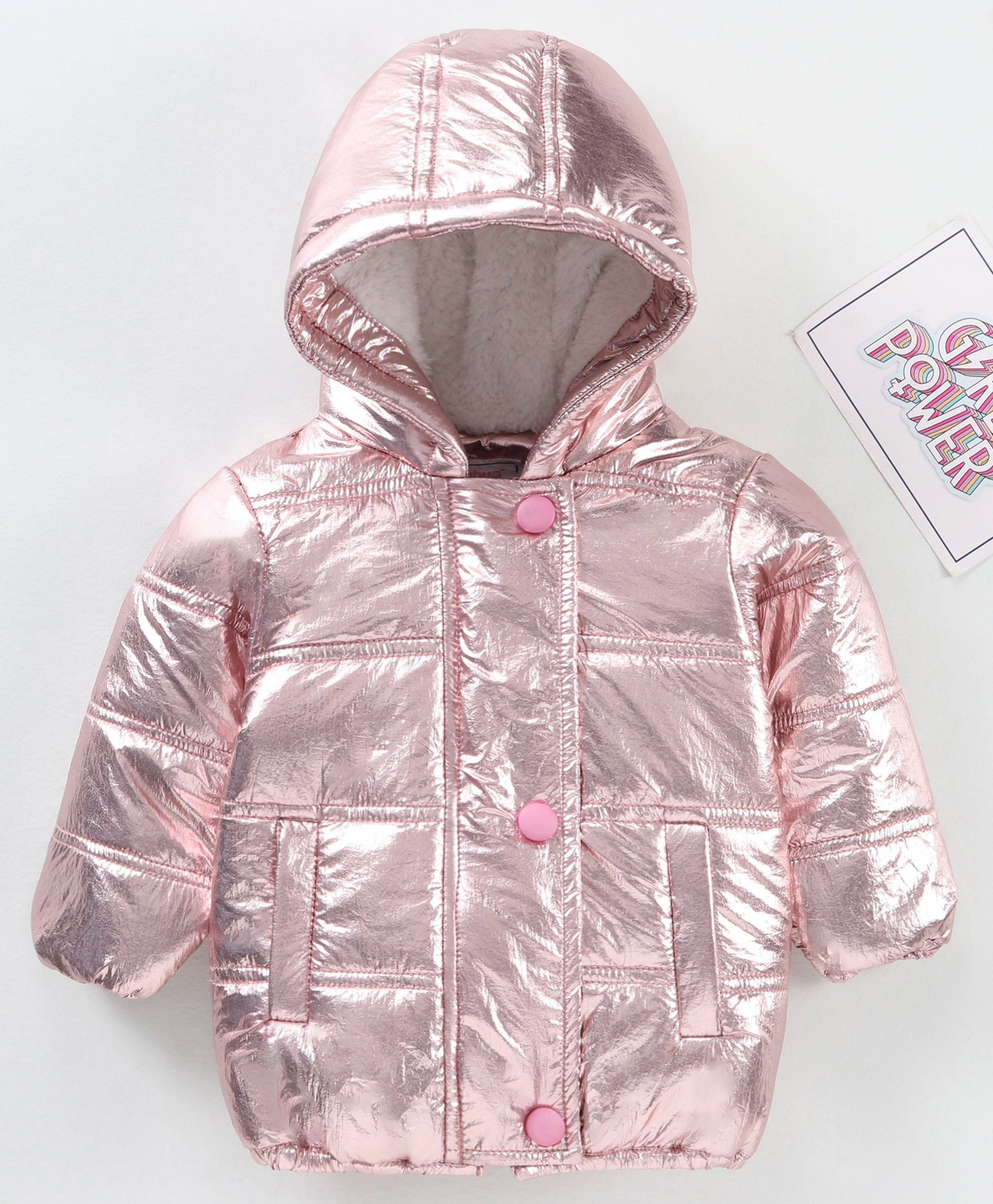 Babyhug Full Sleeves Hooded Fashion Heavy Winter Solid Color Jacket - Pink-image-30
