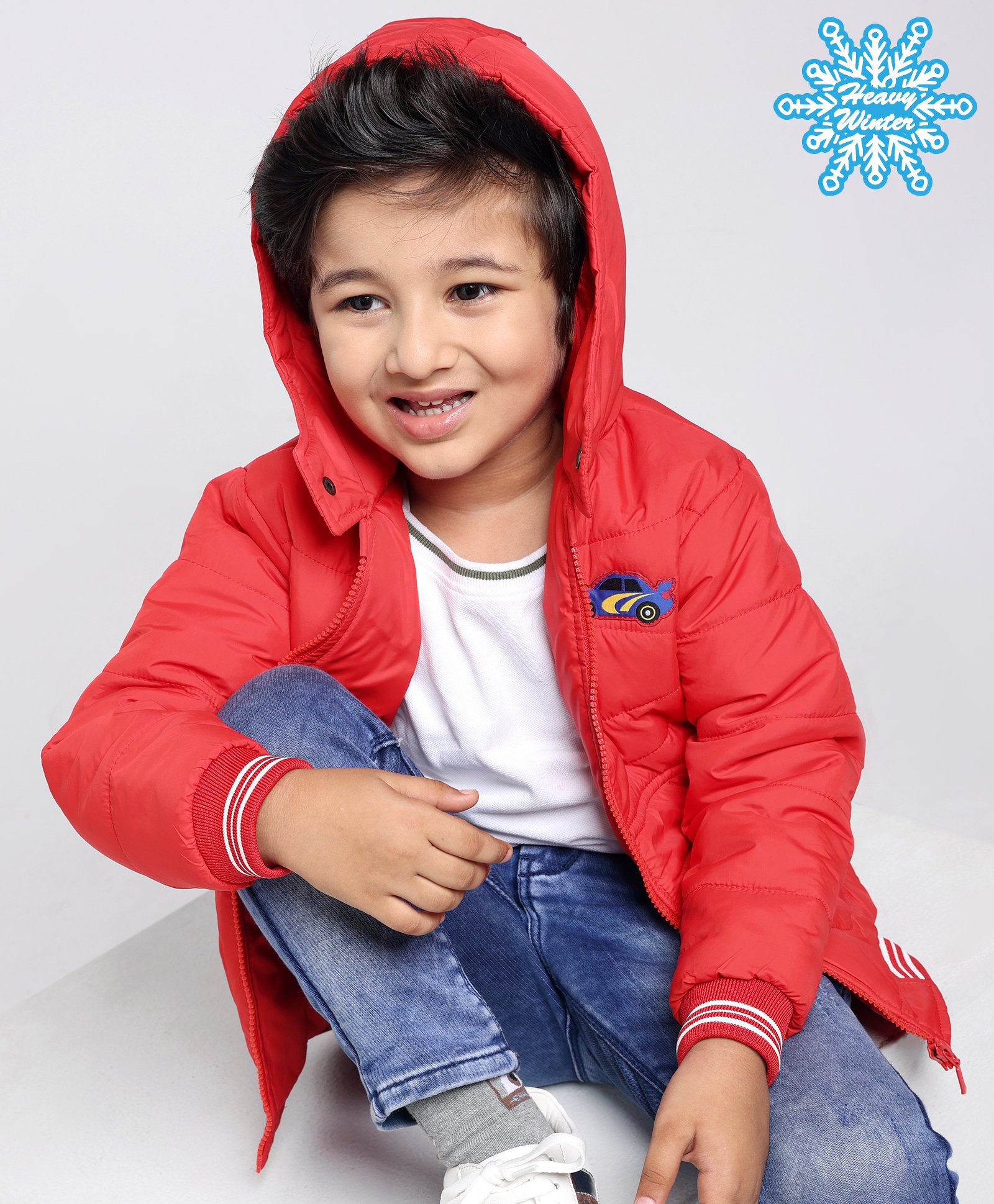 Babyhug Full Sleeves Hooded Fashion Heavy Winter Solid Color Jacket - Red-image-8