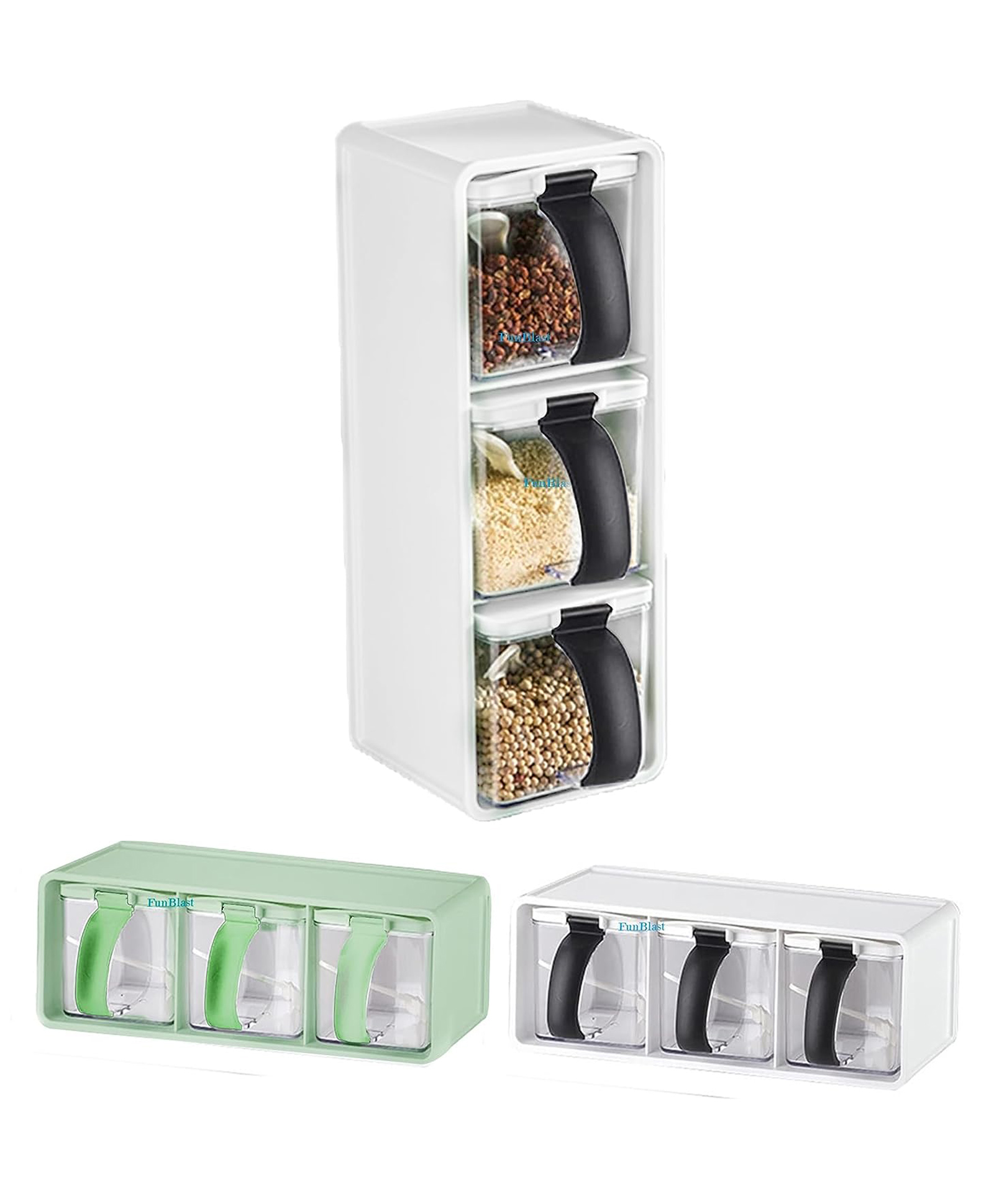 FunBlast Transparent Seasoning Box with Spoon  White-image-40