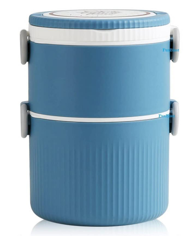 FunBlast Stainless Steel Double Layer Lunch Box with Spoon Blue  1500 ML-picture-20