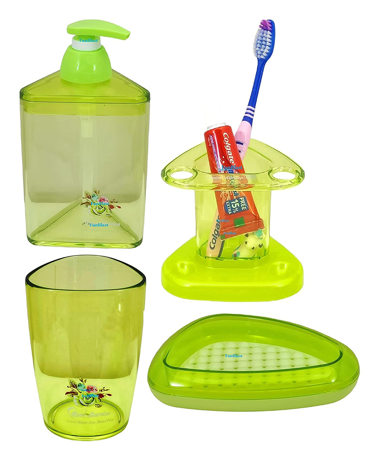 FunBlast Bathroom Accessories Set - Green-image-40