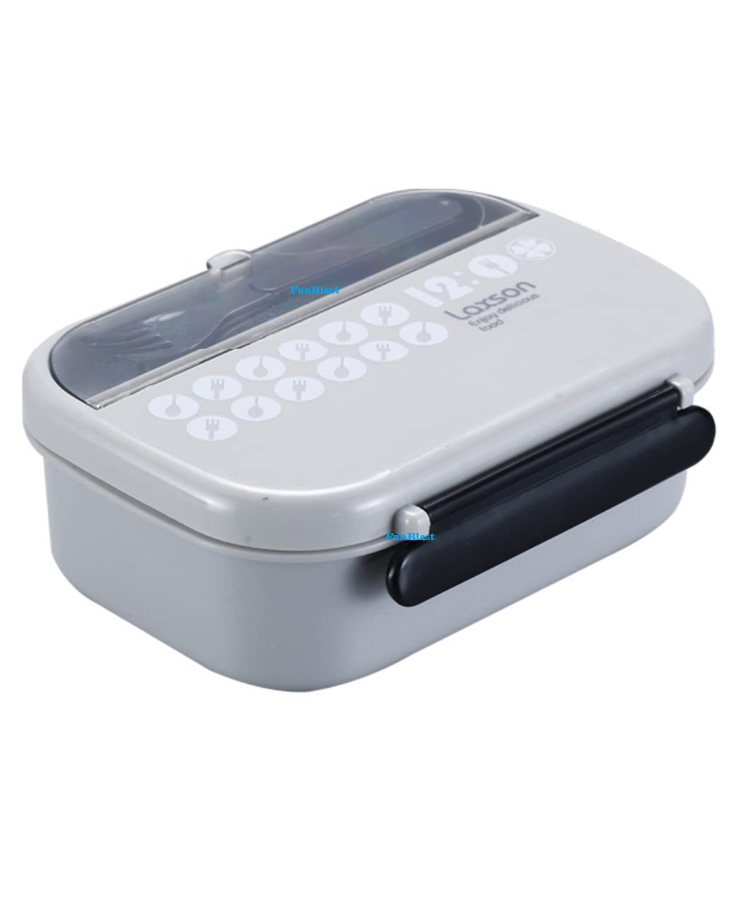 FunBlast Lunch Box with Spoon and Fork - Grey-image-8