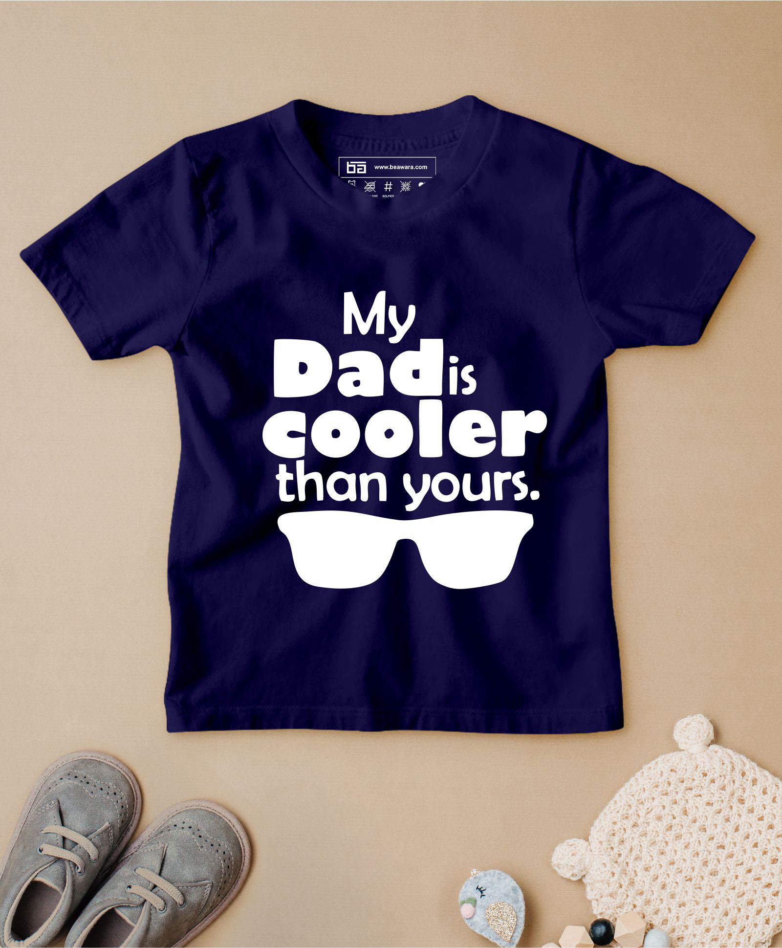 Be Awara Half Sleeves My Dad Is Cooler Printed T Shirt - Navy Blue-picture-46