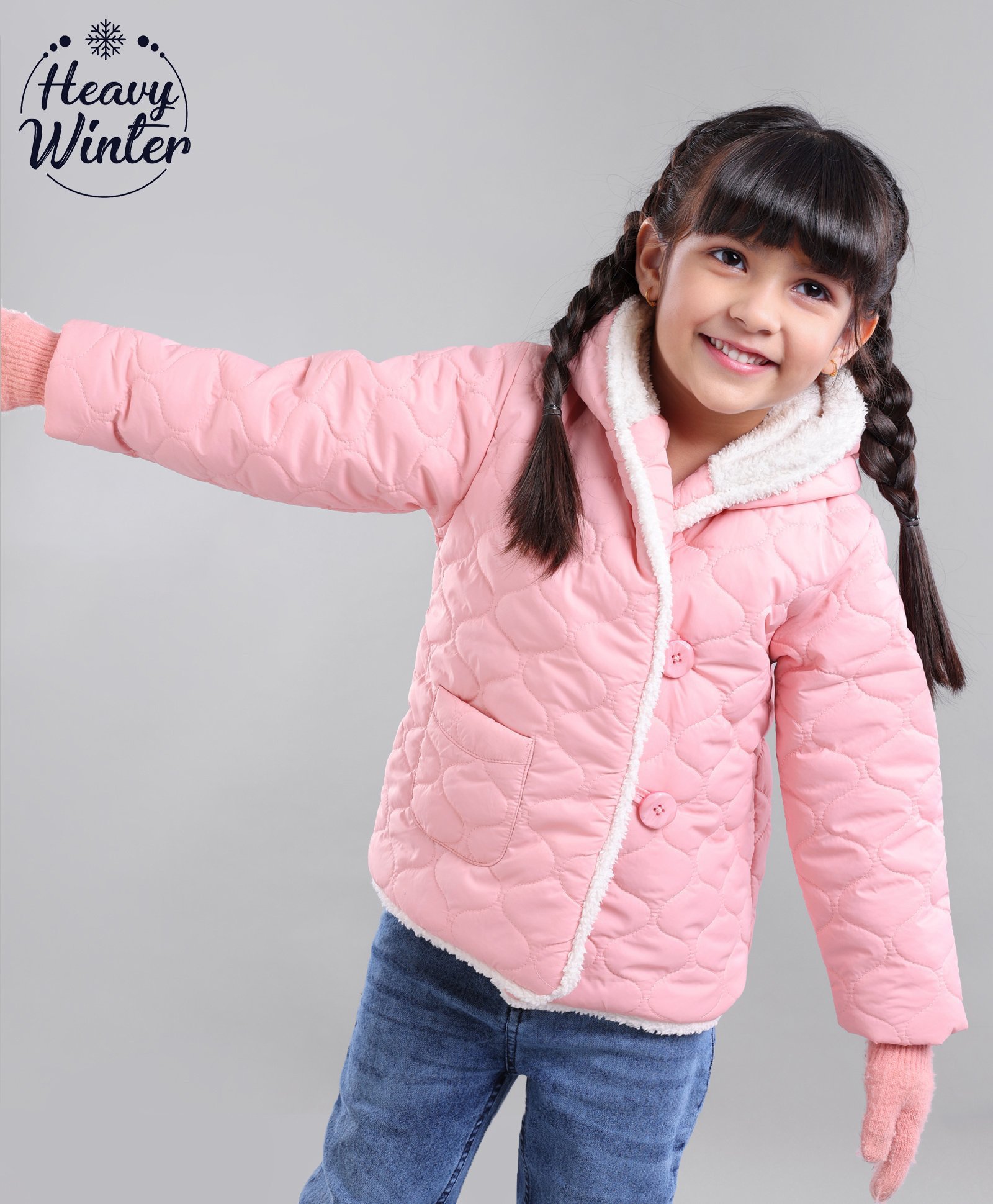 Babyoye Full Sleeves Solid Hooded Jacket - Light Pink-image-20
