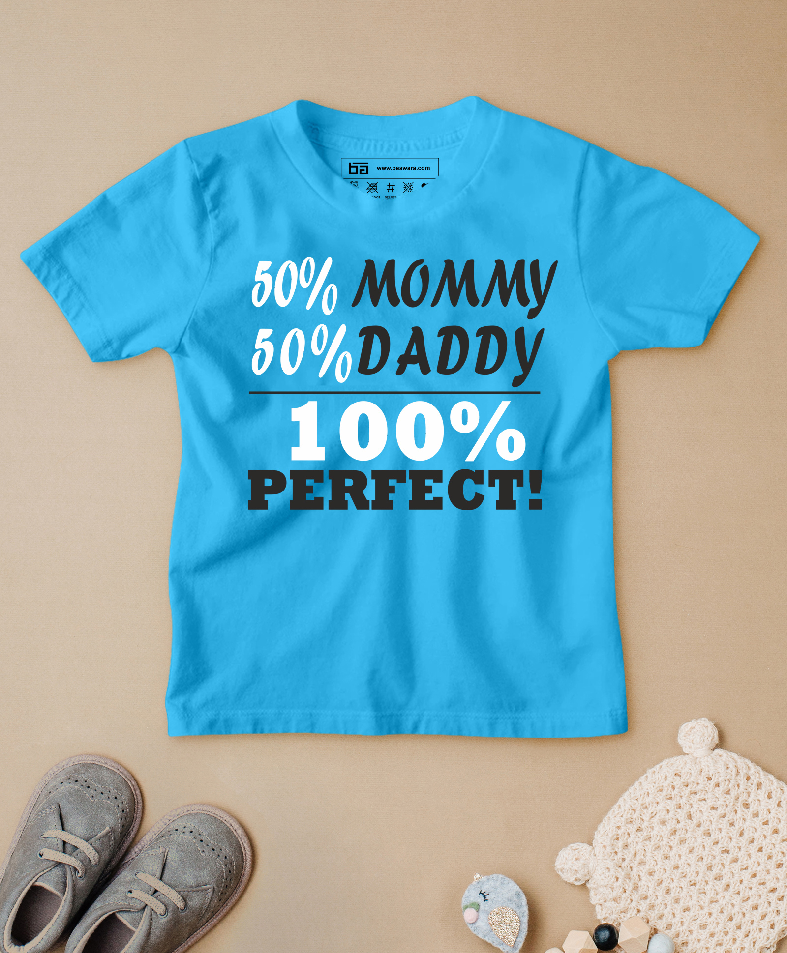 Be Awara Half Sleeves 100% Perfect Printed T Shirt - Sky Blue-picture-38