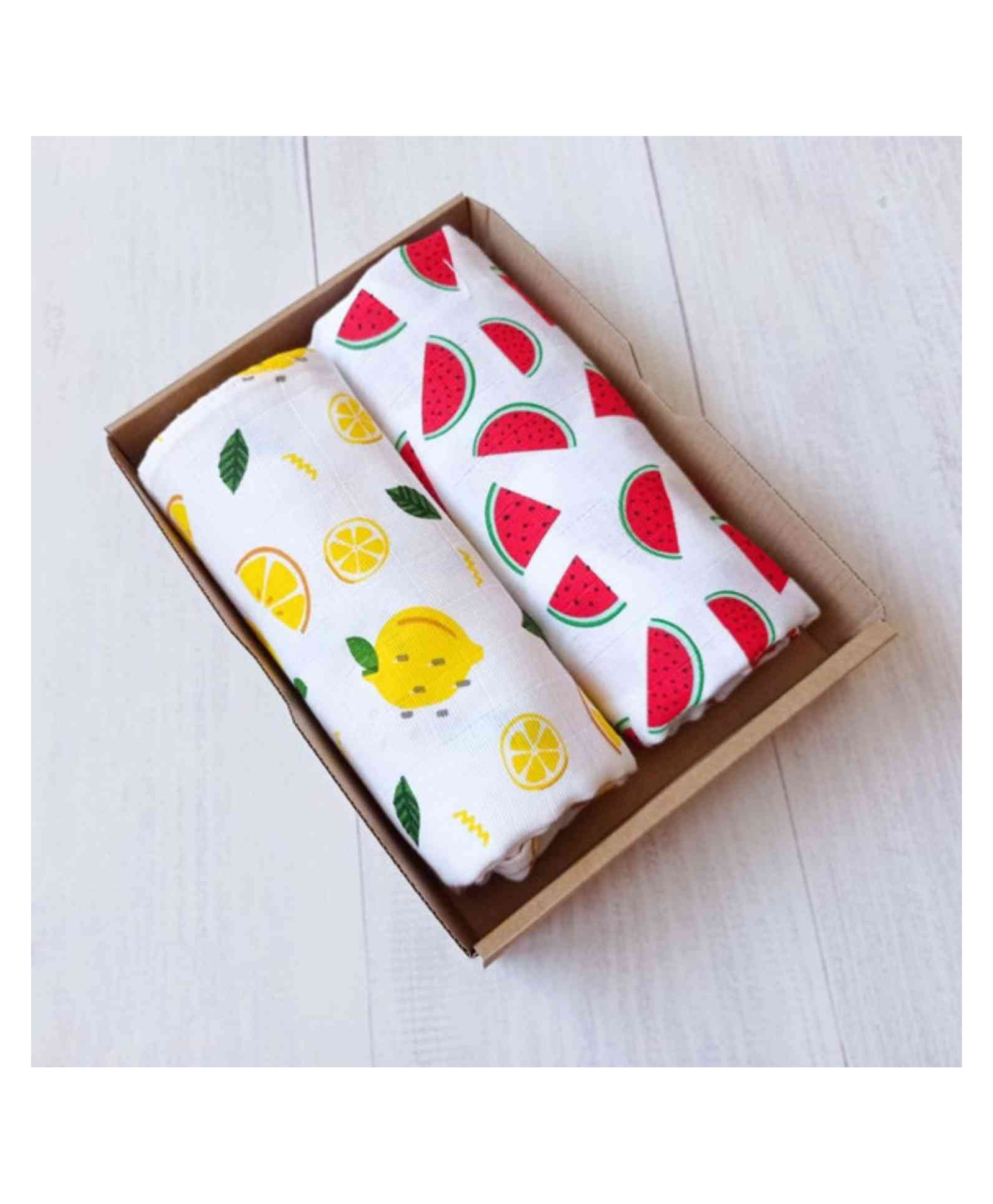 Elementary Organic Cotton Muslin Swaddle Wraps Tropical Fruits Print Set of 2 - Multicolor-image-29