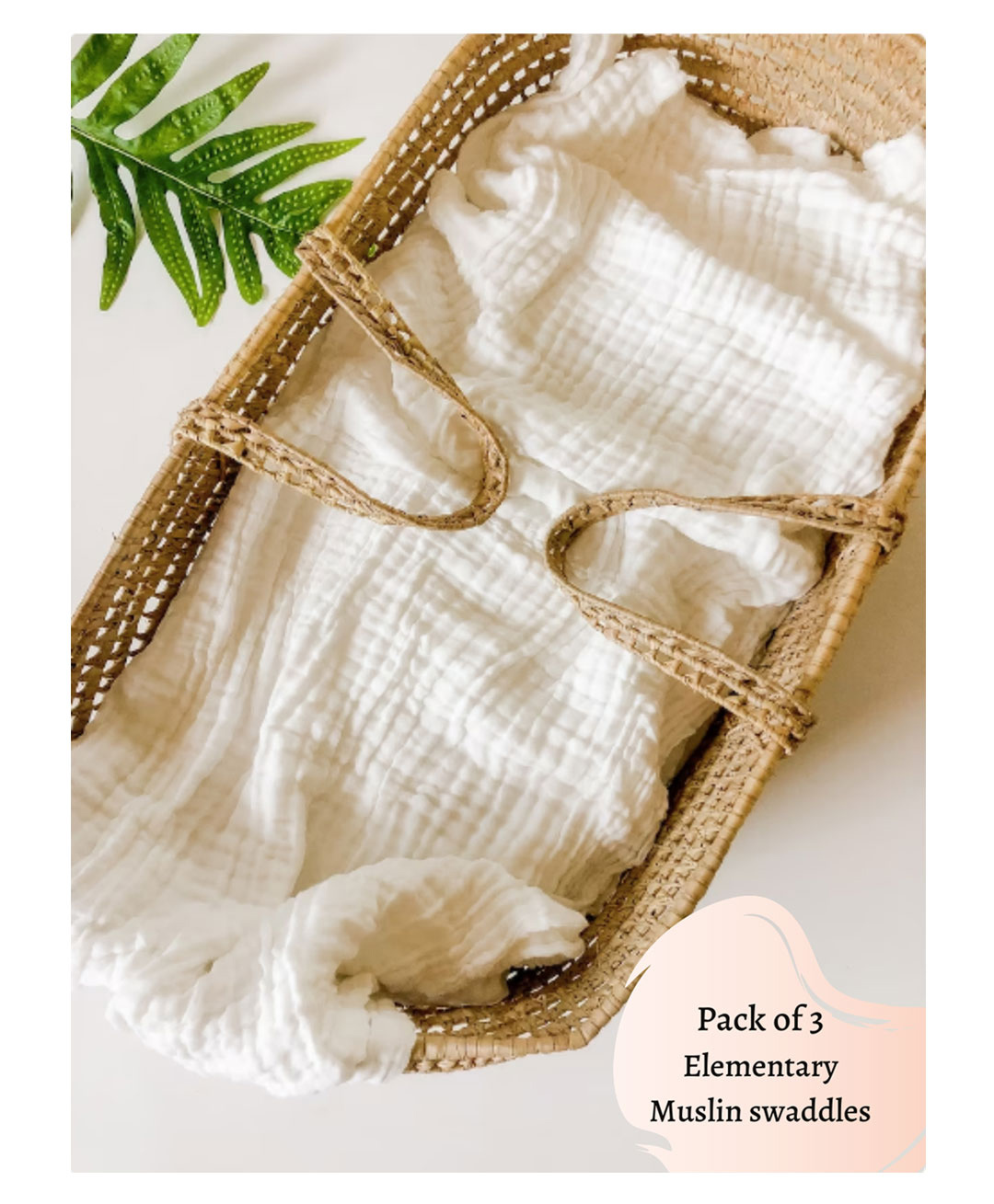 Elementary 100% Organic Cotton Muslin Swaddle Wraps Print Set of 3 - White-image-35