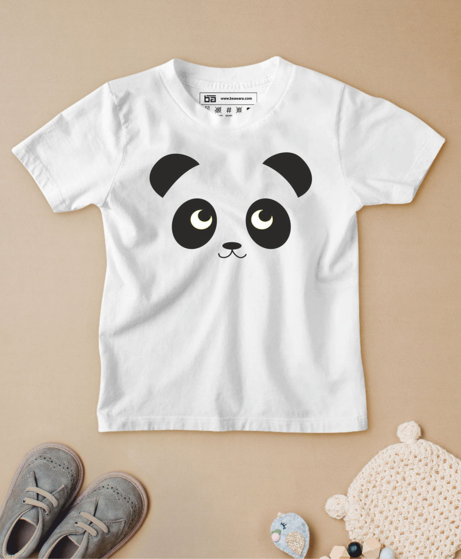 Be Awara Half Sleeves Panda Printed T Shirt - White-picture-27