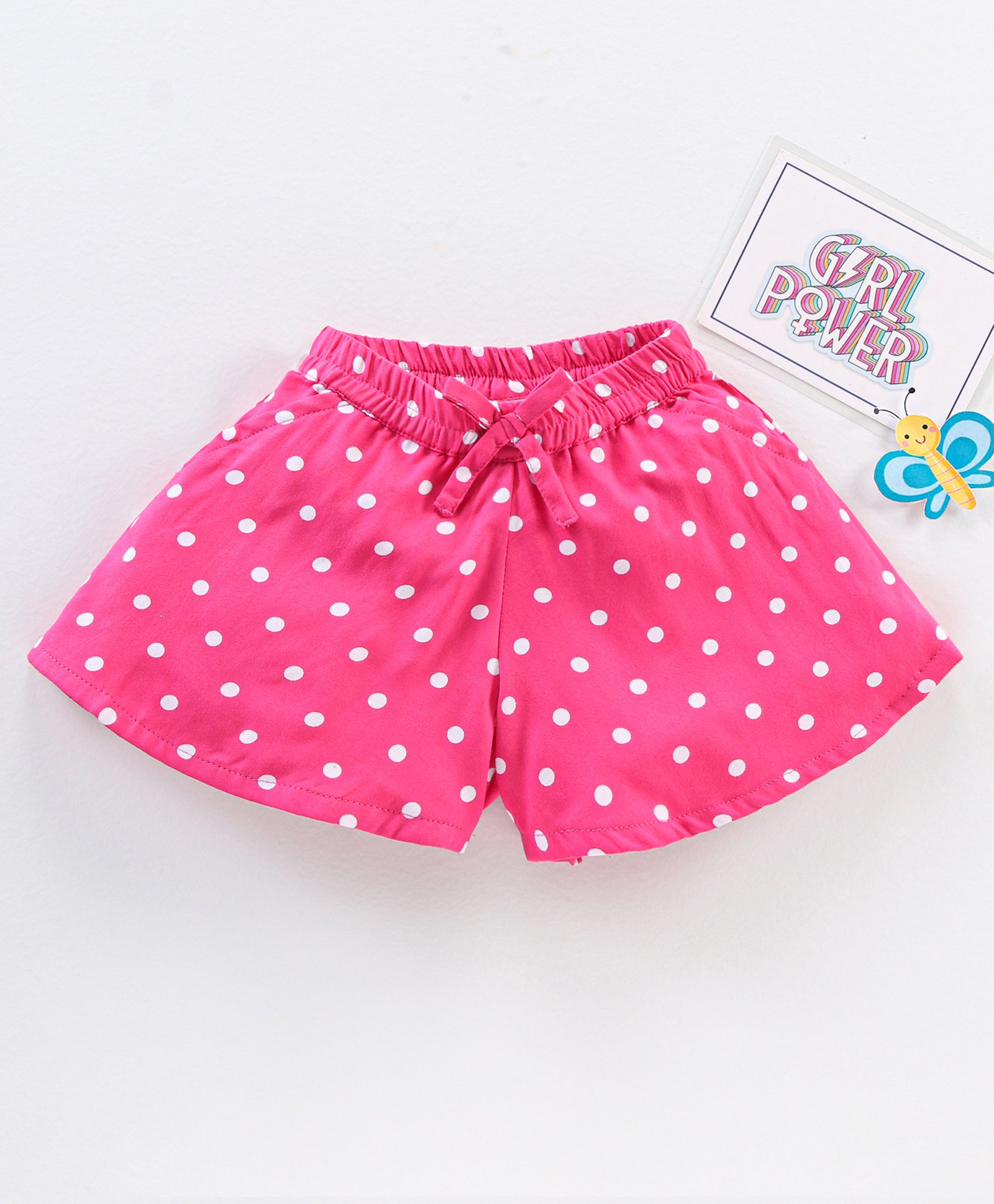 Babyhug Mid Thigh Length Shorts Polka Print - Pink-image-21
