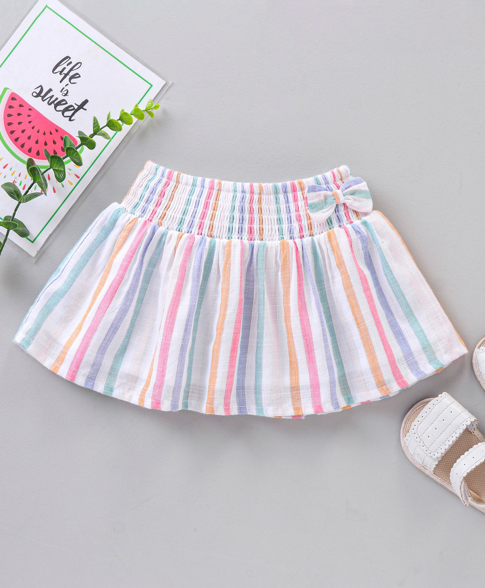 Babyhug Cotton Woven Mid Thigh Length Striped Skirt - Multicolour-image-38