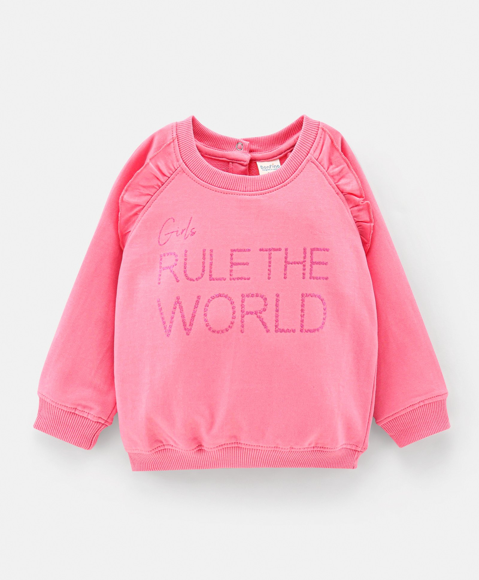 Bonfino Cotton Full Sleeves Sweatshirt With Glitter Print - Pink-picture-13