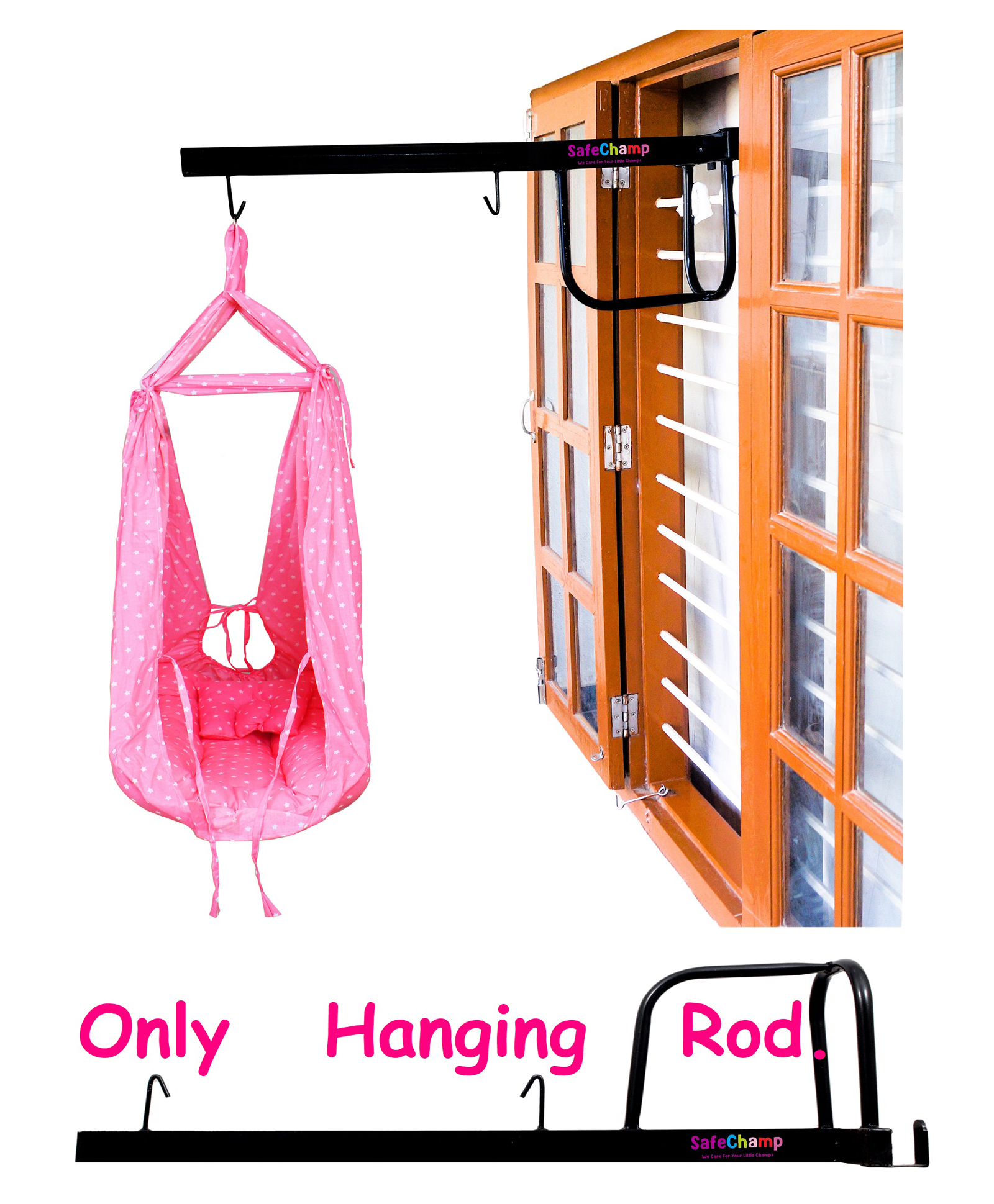 SafeChamp Window Baby Cradle Cot Metal Hanger - Black-image-31