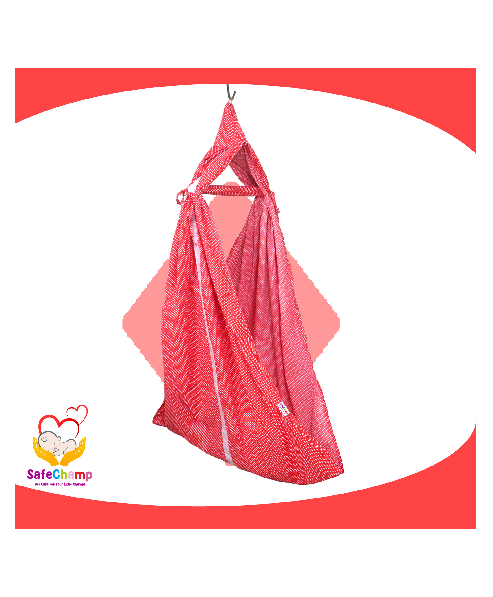 SafeChamp Small Dots Baby Cradle Cloth with Seperator  - Red-picture-19