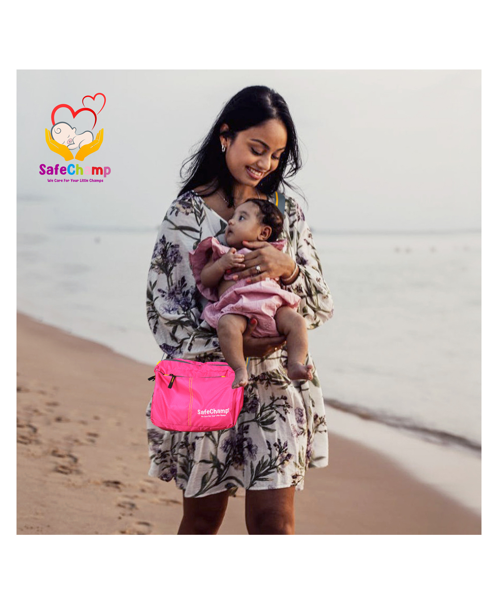 SafeChamp Amore Multipurpose Diaper Bag Cum Sling Mother Diaper Bag For Short Use - Pink-image-23