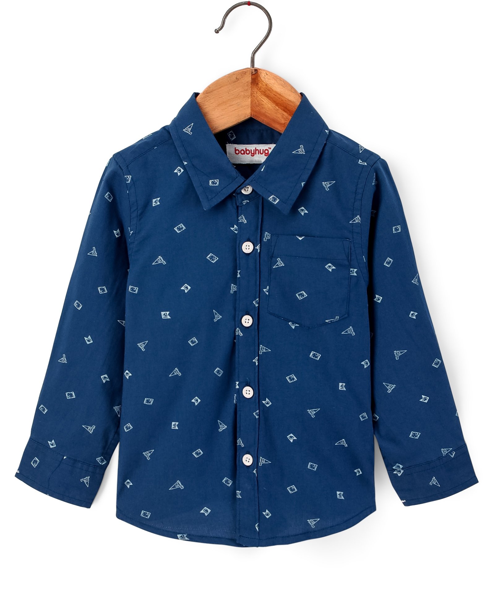 Babyhug 100% Cotton Woven Full Sleeves Shirt Boat Print - Blue-picture-26