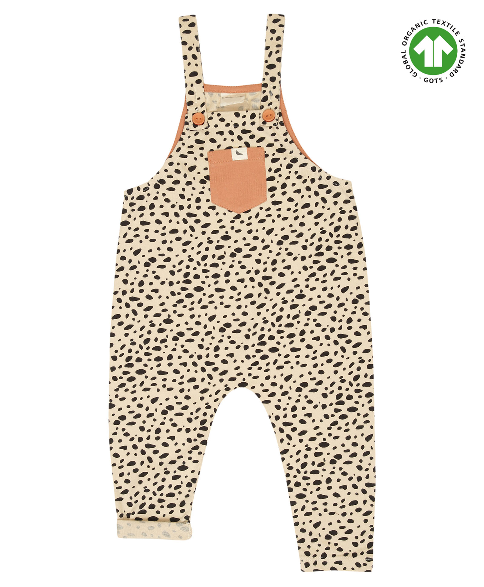 Turtledove London Organic Cotton Knit Sleeveless Dungarees All Over Print - Stone Grey-image-9