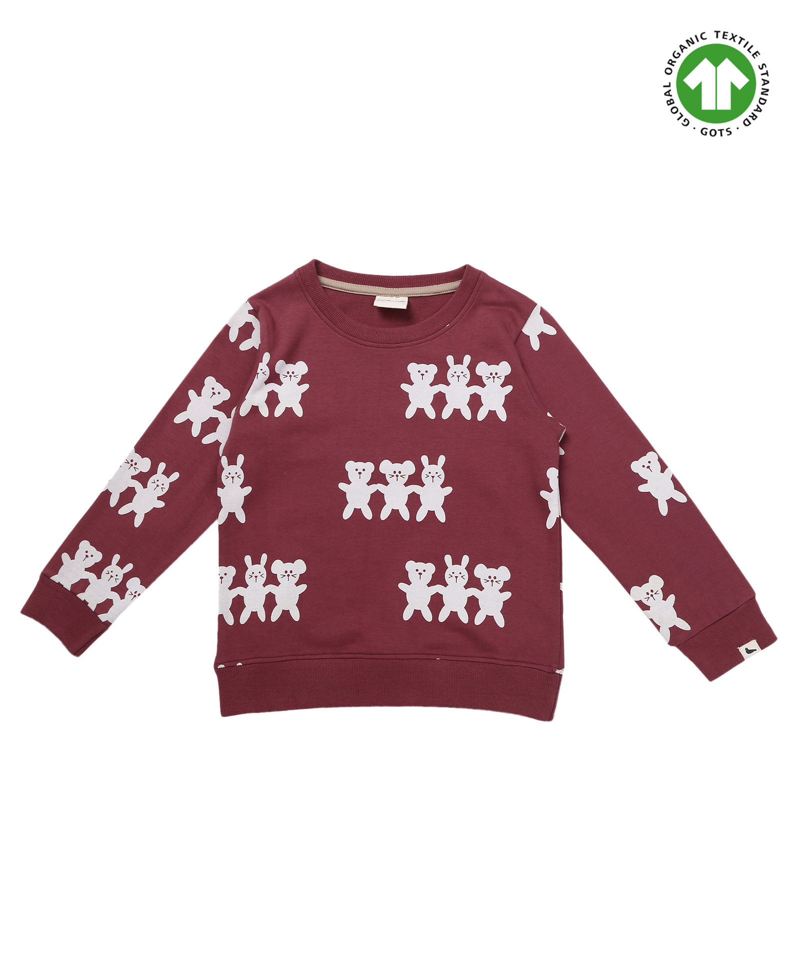 Turtledove London Full Sleeves Organic Cotton Sweatshirt Bear Print - Burgundy-image-8