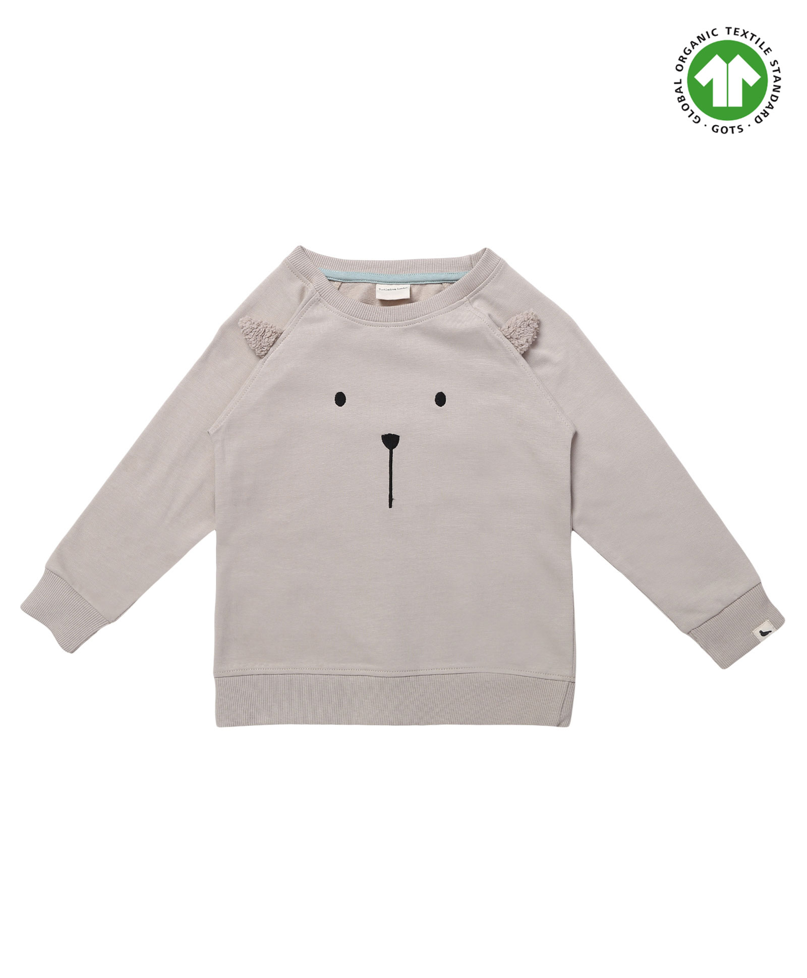 Turtledove London Full Sleeves Organic Cotton Sweatshirt Bear Print - Beige-image-3