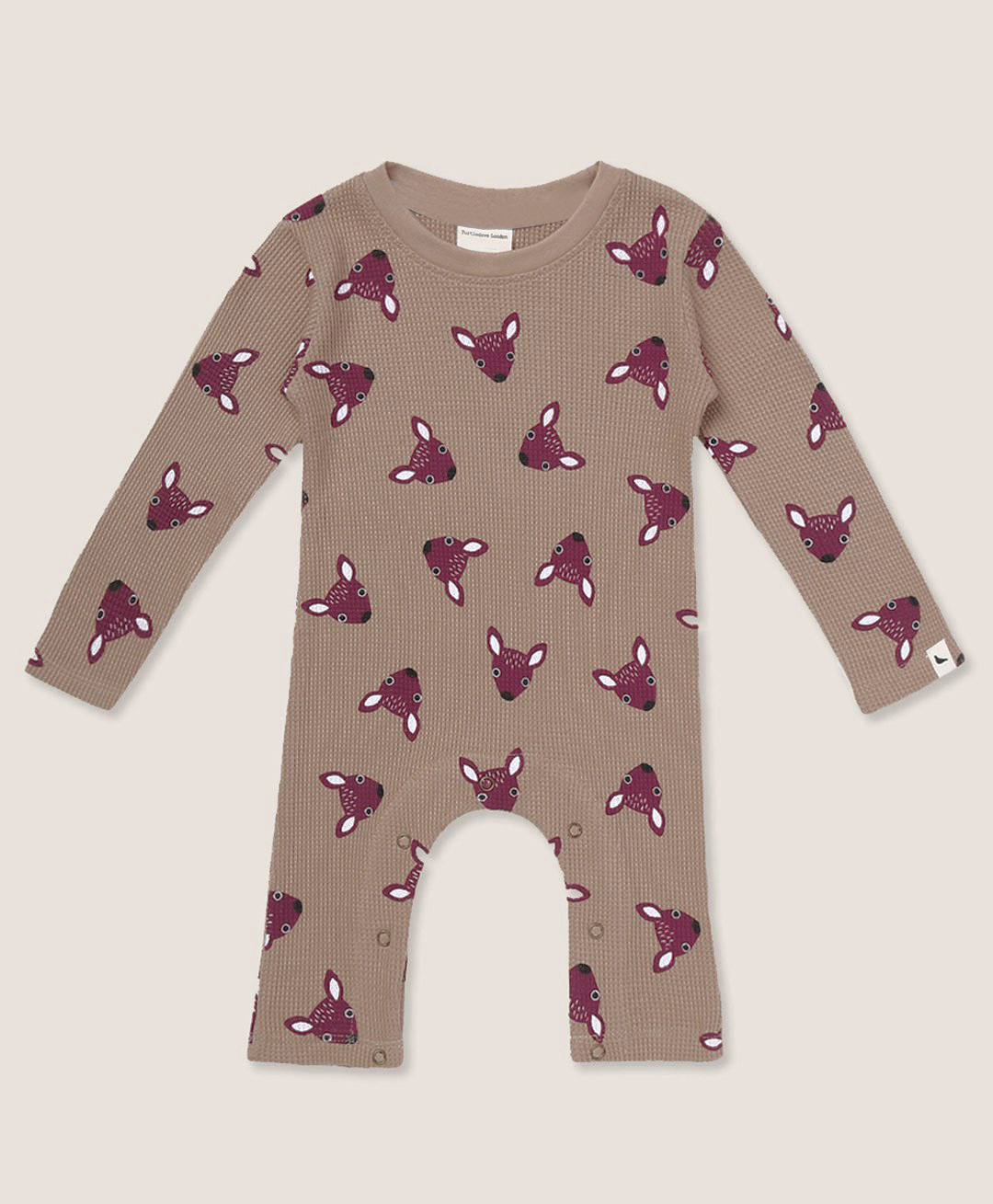 Turtledove London Knit Sleeveless Deer Printed Onesies - Brown-image-9