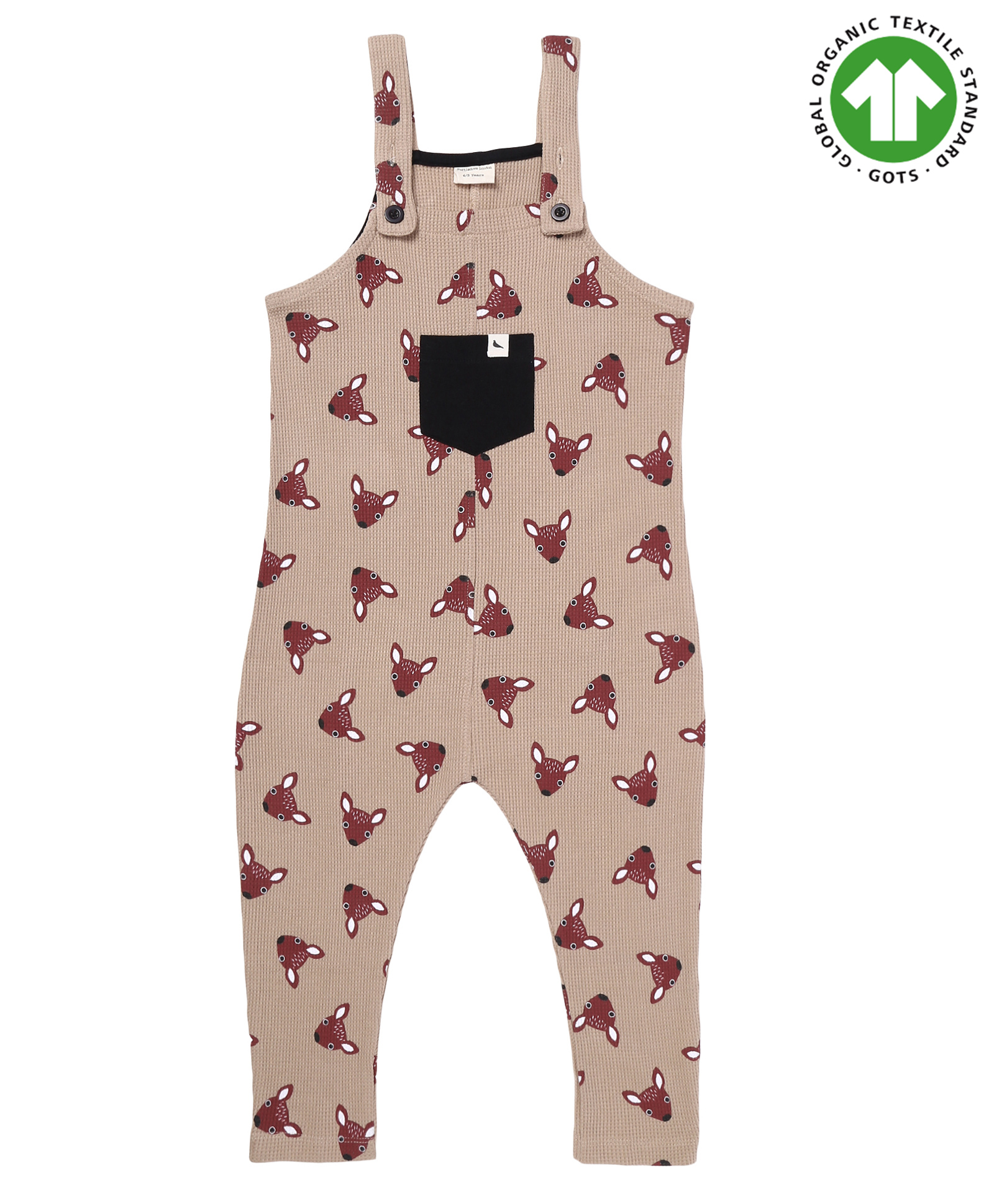 Turtledove London Knit Sleeveless Deer Printed Dungaree - Brown-image-38