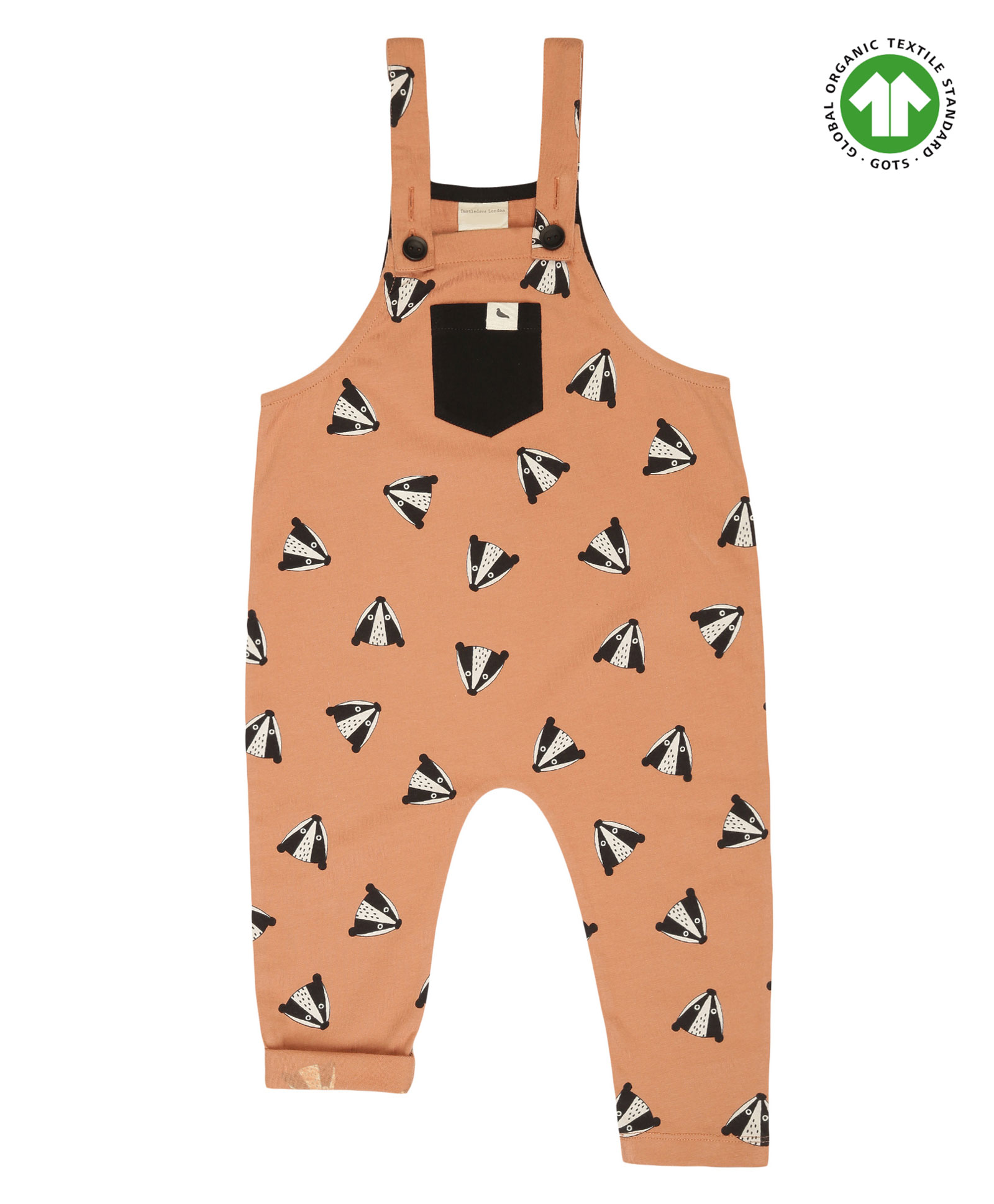Turtledove London Organic Cotton Knit Sleeveless Dungarees Skunk Print - Beige-image-40