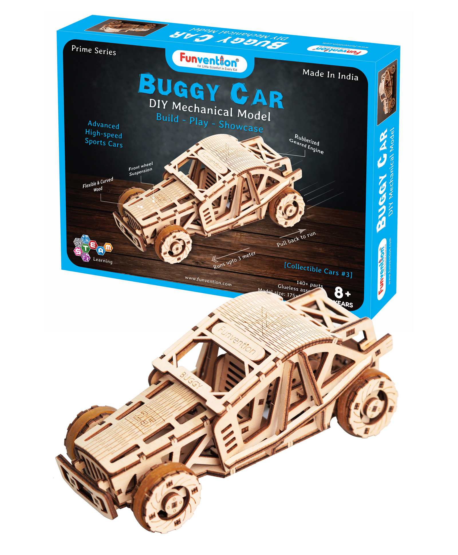Funvention Buggy Car DIY Mechanical Model STEM Learning Kit - 150 Pieces-image-49
