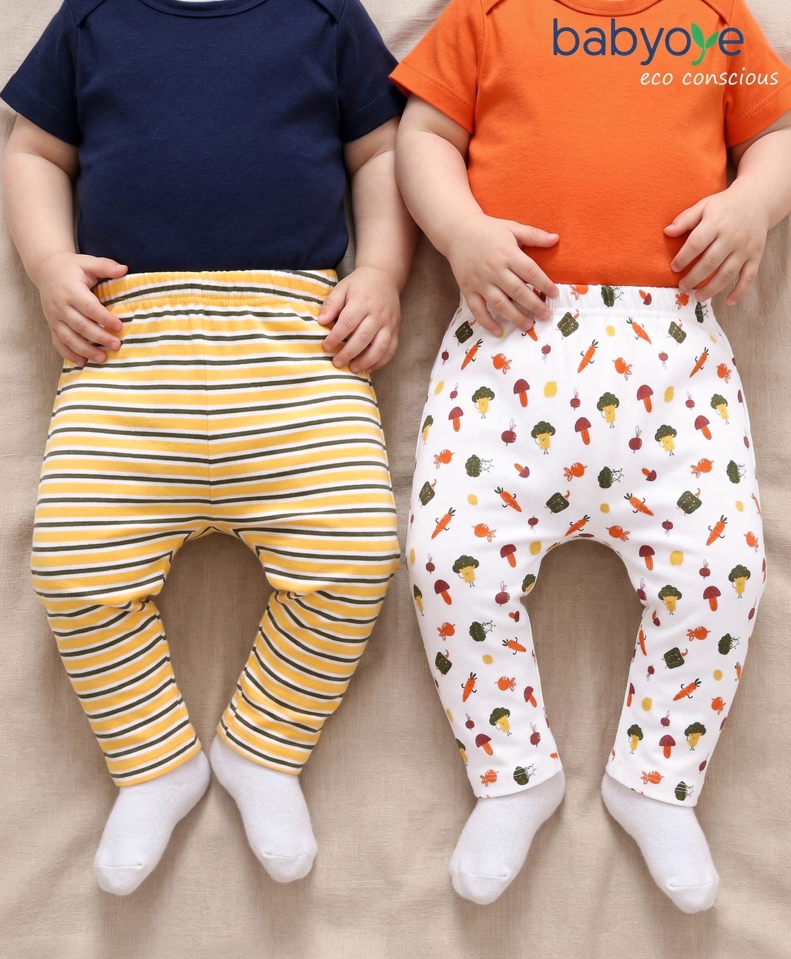 Babyoye 100% Cotton Eco Jiva Finish Diaper Leggings Vegetable Print Pack of 2 - Multicolor-picture-21