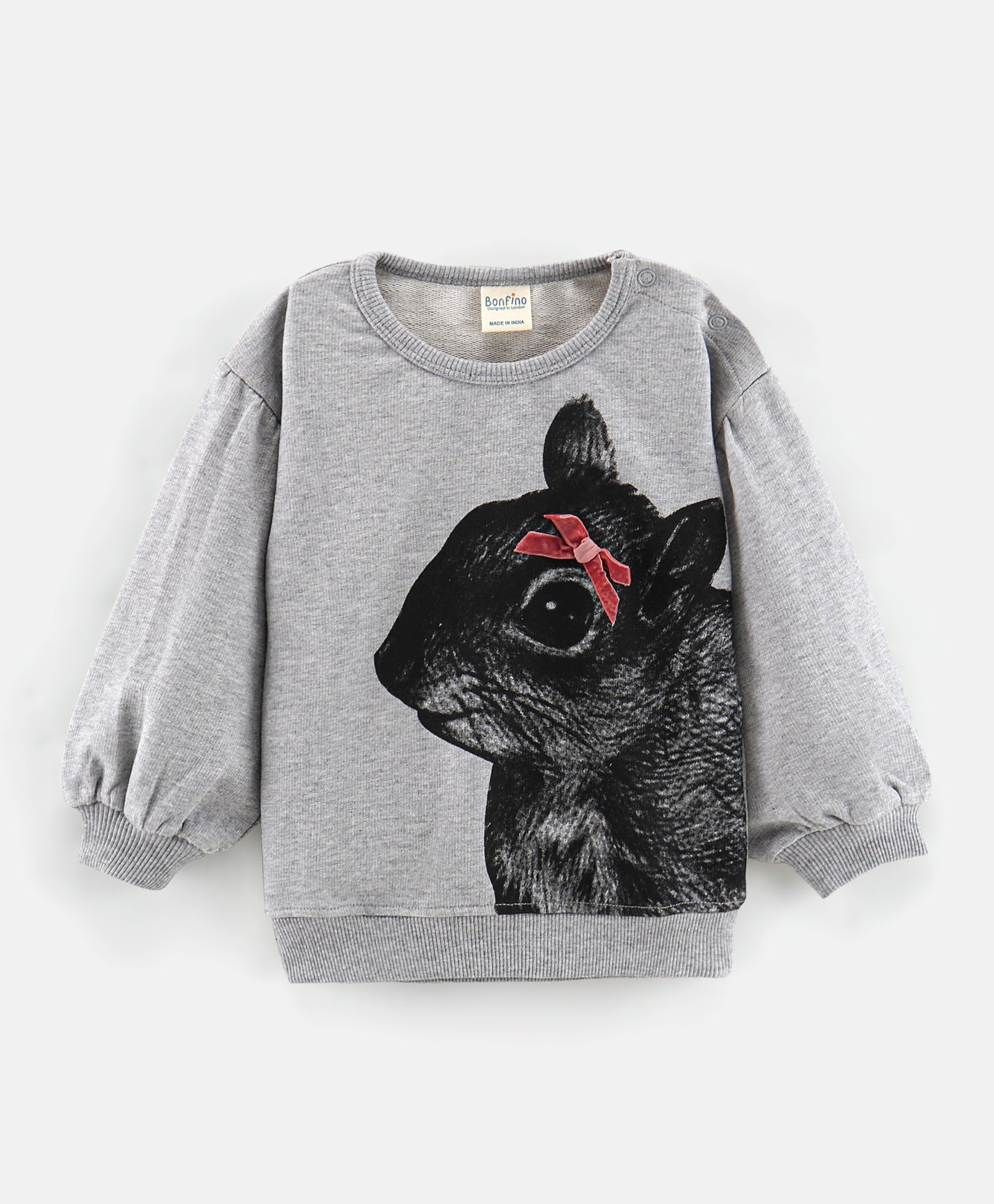 Bonfino Cotton Full Sleeve Sweatshirt Animal Print - Grey-image-48