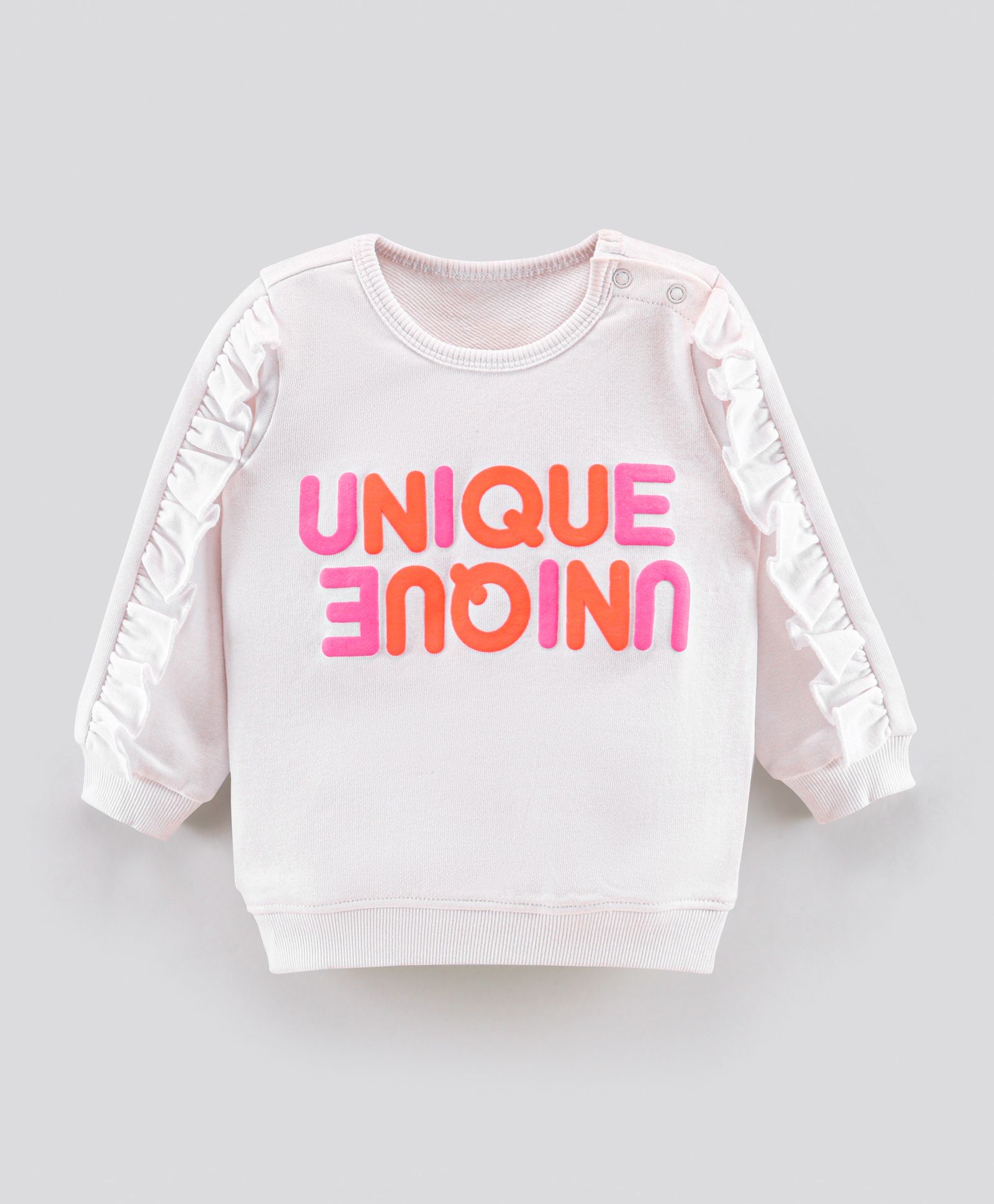 Bonfino Cotton Full Sleeves Sweatshirt With Puffed Print- White-image-17