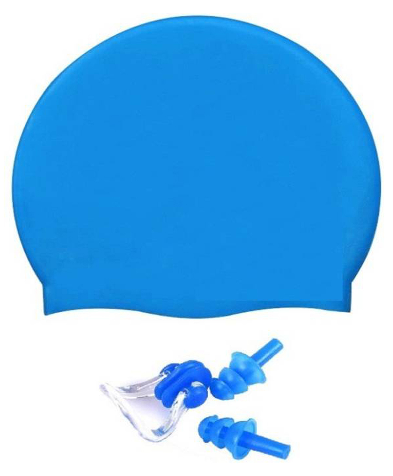 Axg New Goal Marine Swimming Cap & Ear Nose Plugs - Blue-image-7